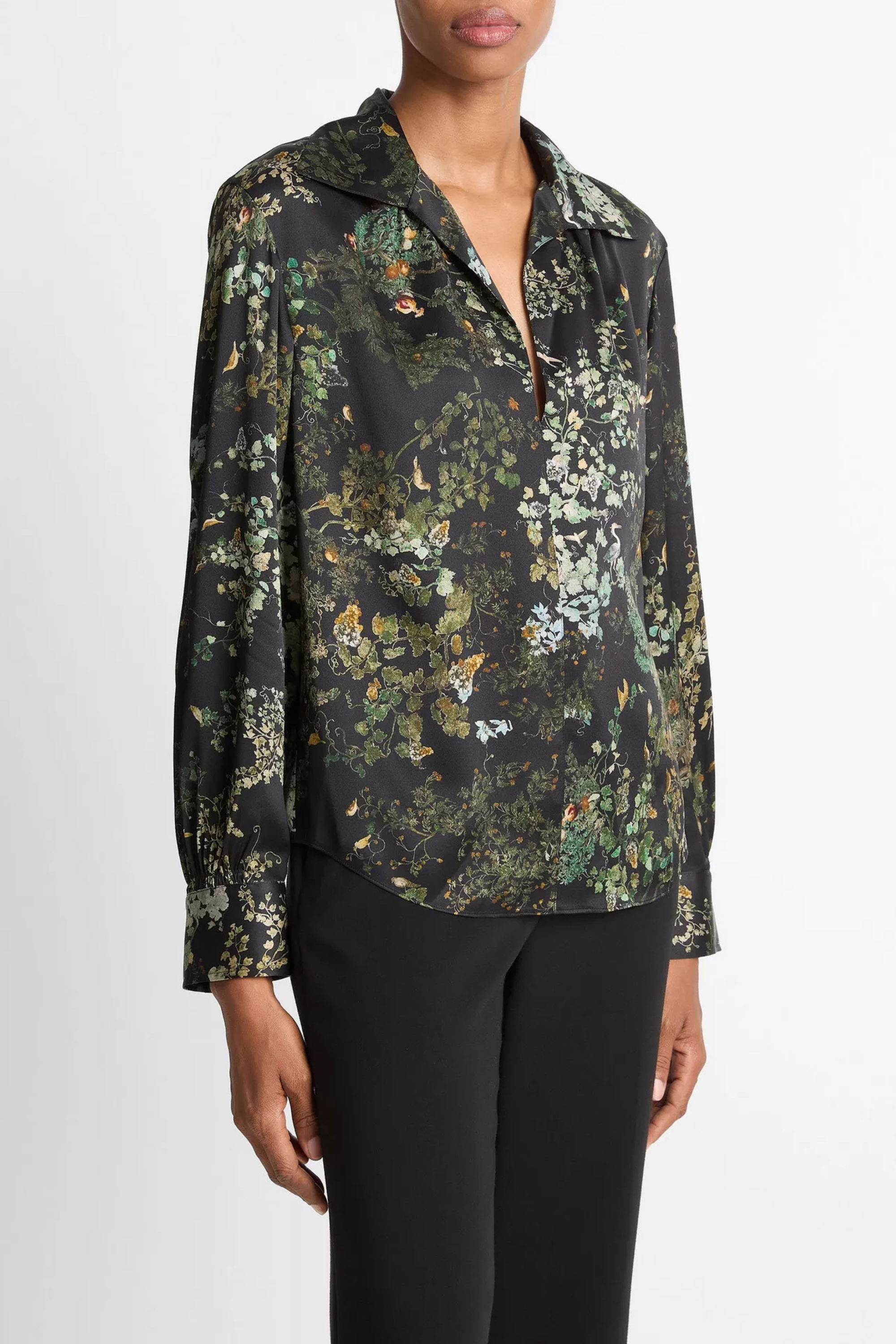 Vince Grape Vine Smocked L/S Blouse