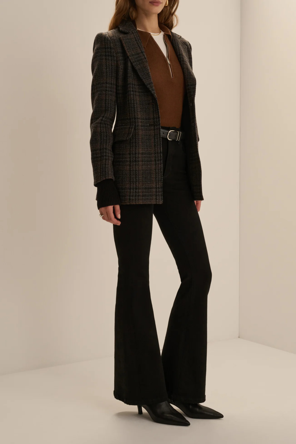 Favorite Daughter The Plaid City Blazer in Navy Multi Plaid