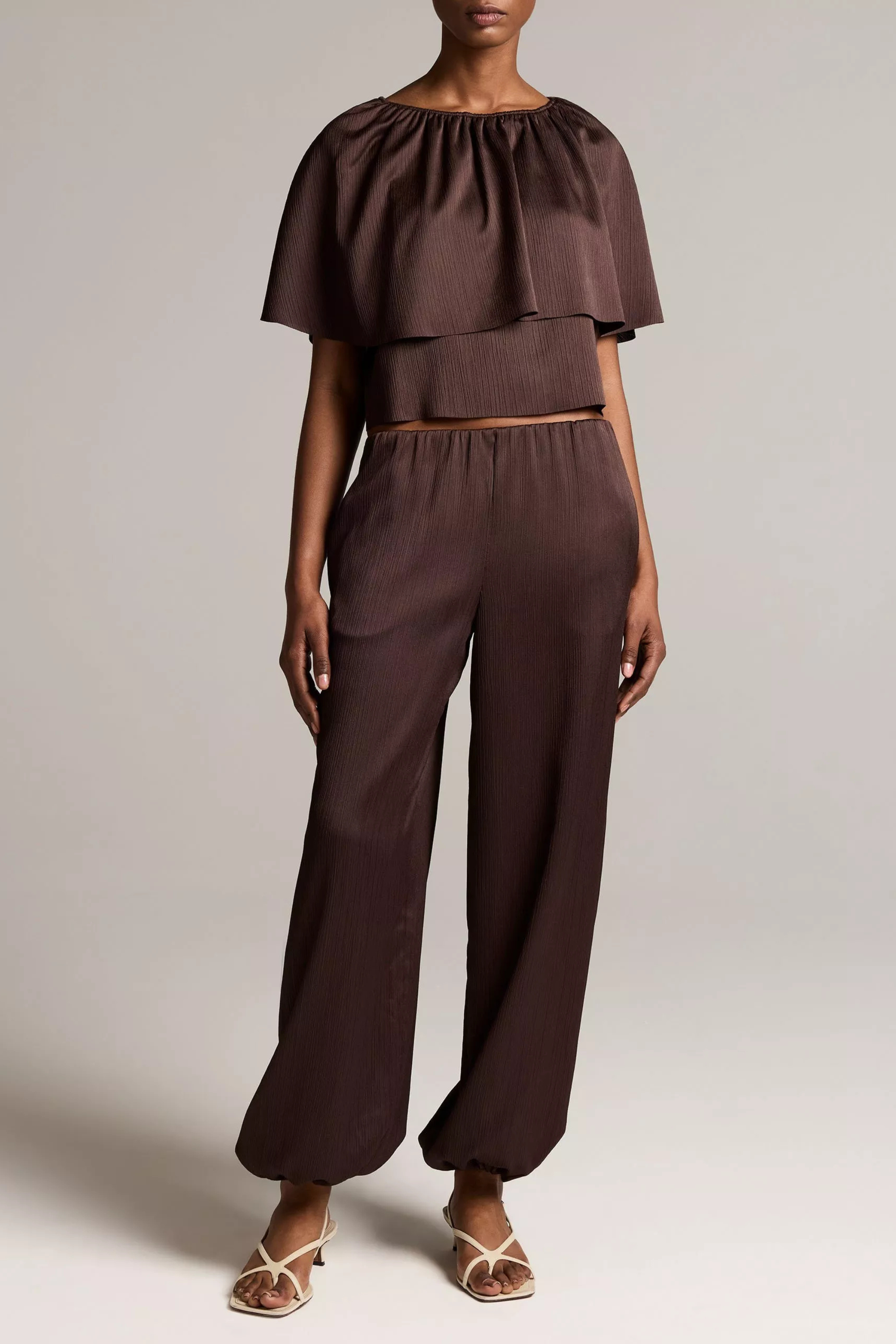 Vince Mid Waist Plisse Crinkle Pant
