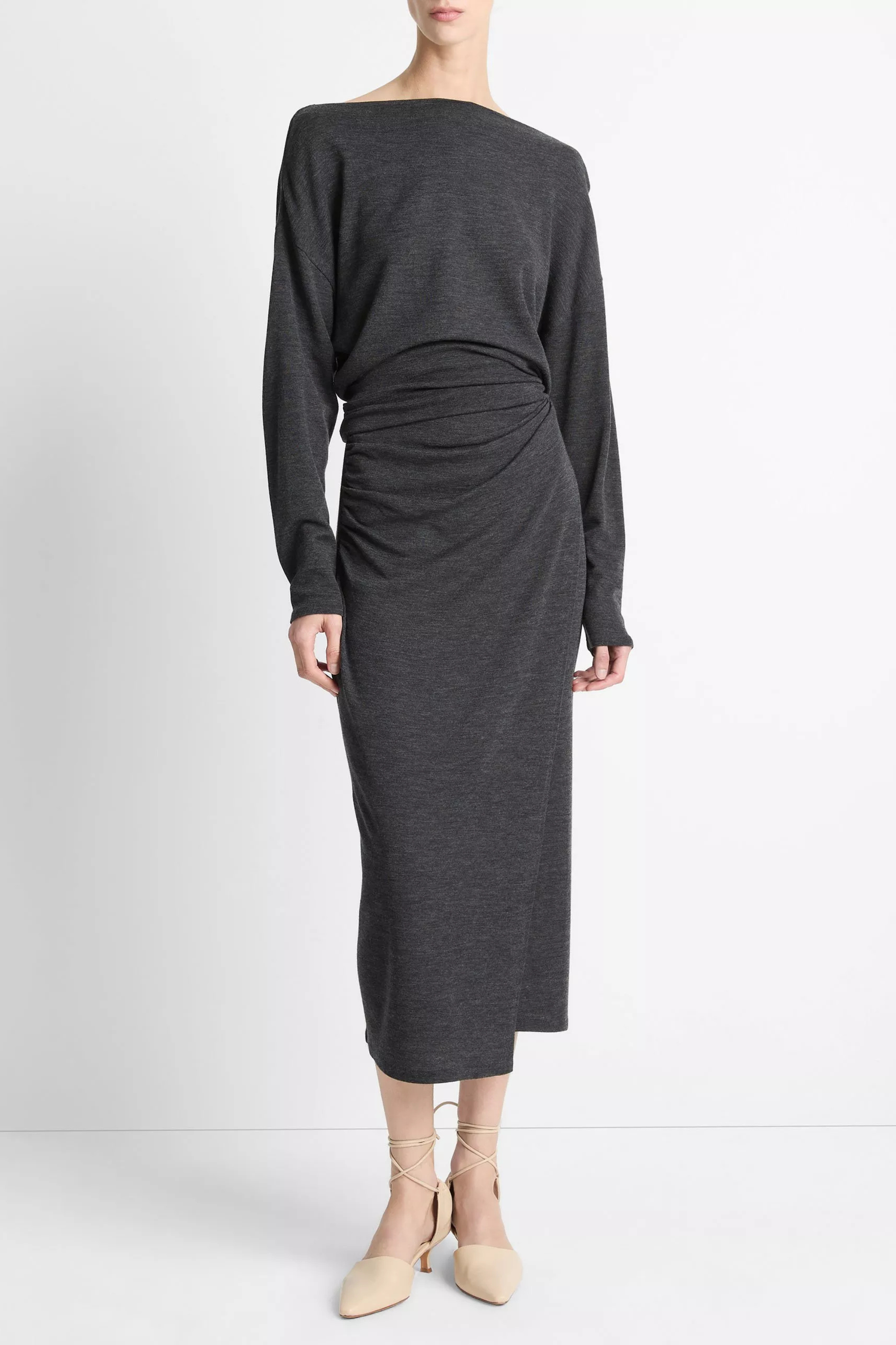 Vince Waist Draped Midi Skirt