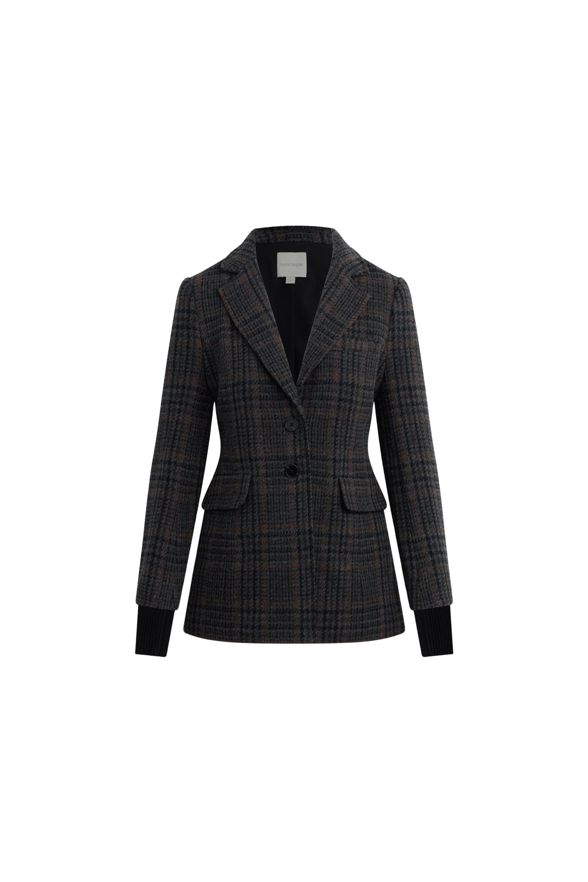 Favorite Daughter The Plaid City Blazer in Navy Multi Plaid