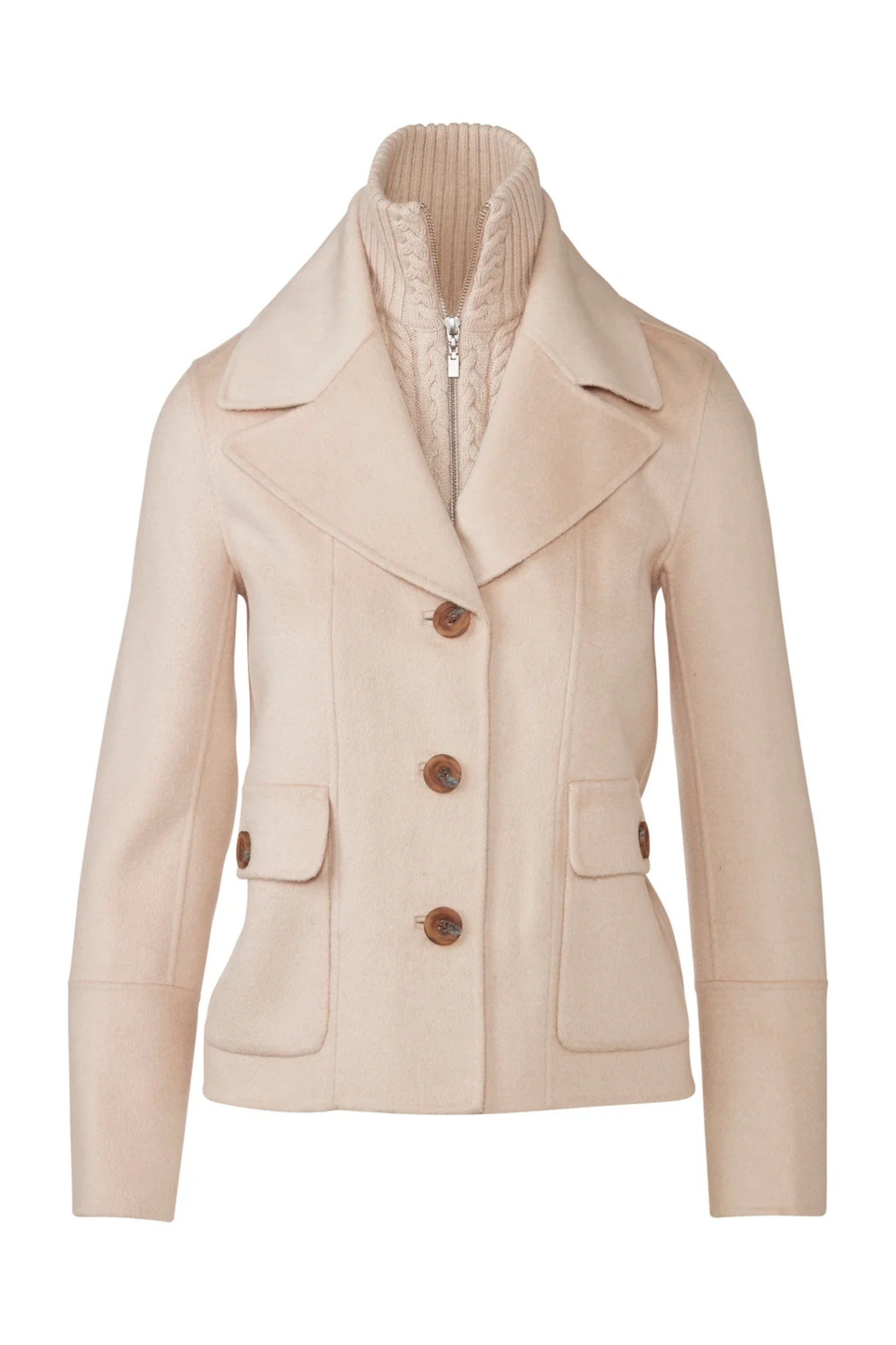 Kinross Knit Insert Notch Collar Coat