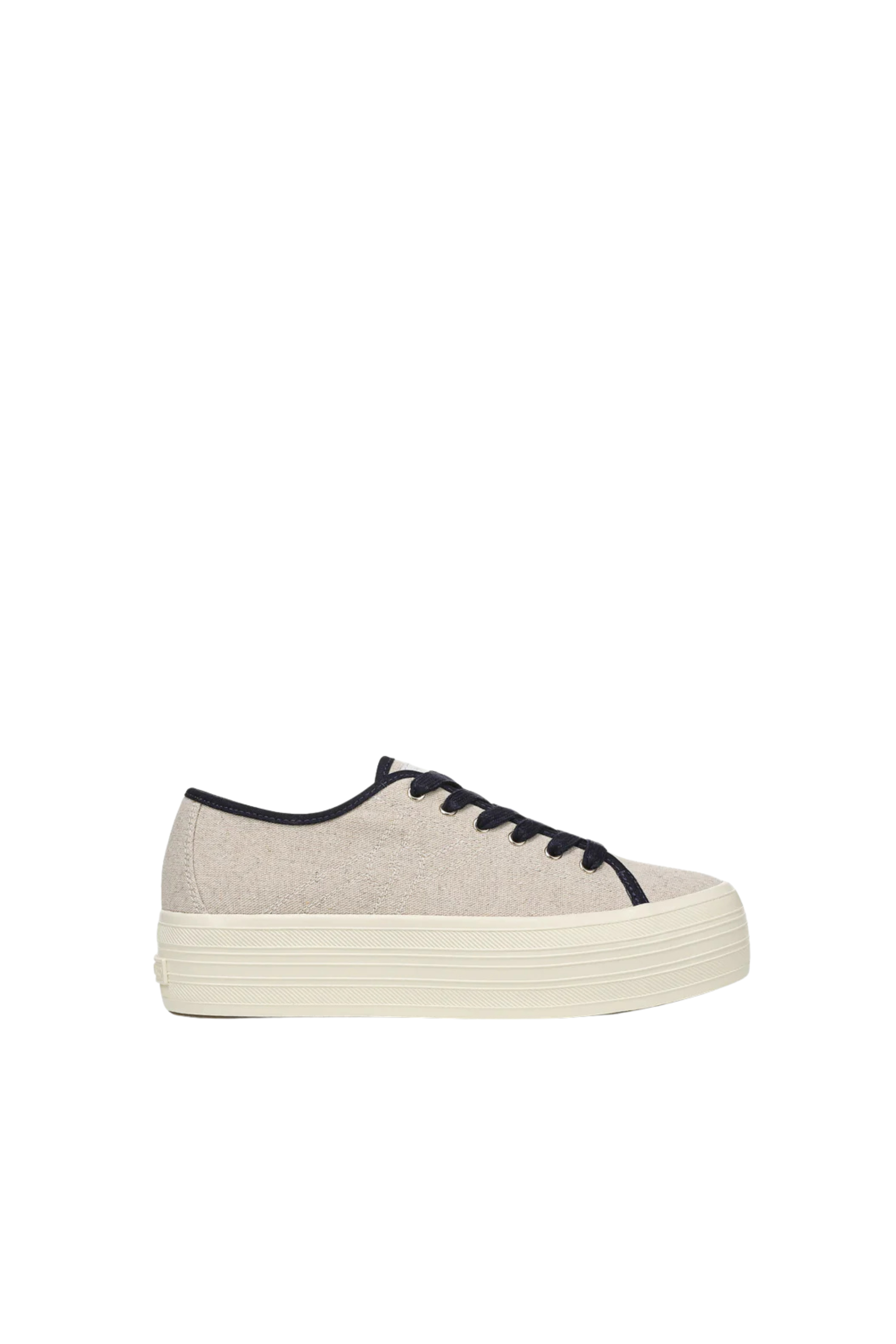 Veronica Beard Truett Sand/Navy Canvas Sneaker