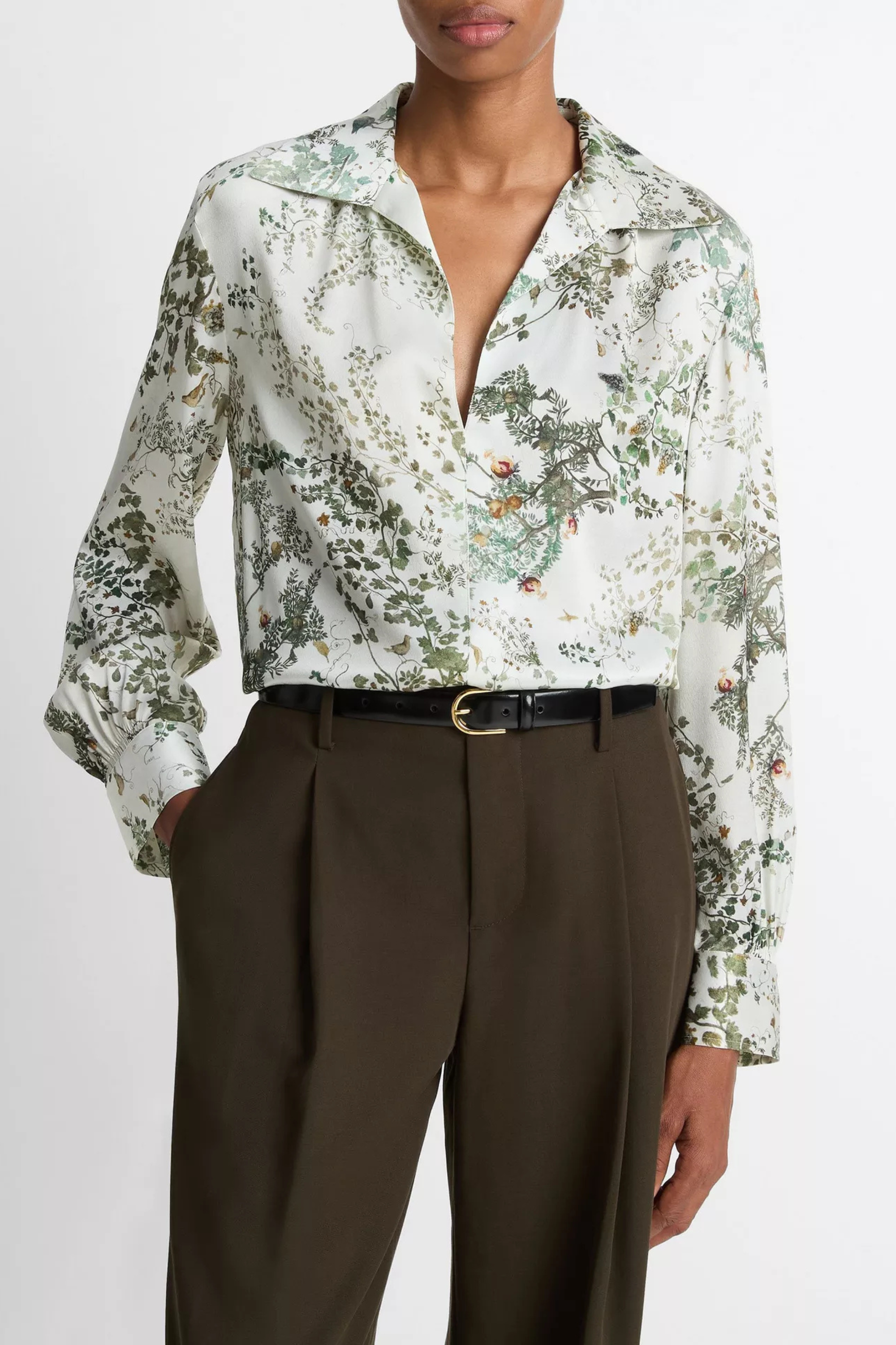 Vince Grape Vine Smocked L/S Blouse