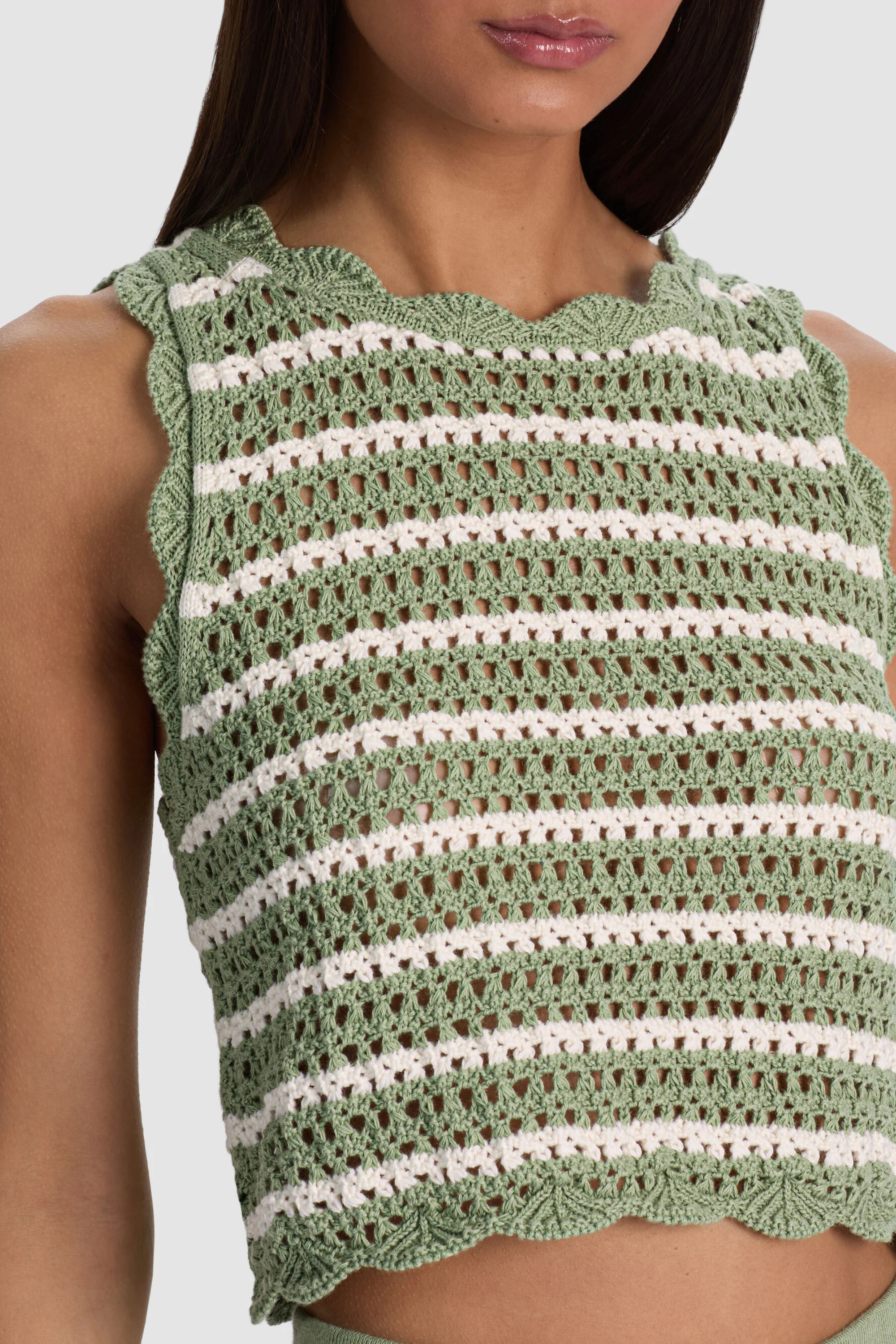 Alice + Olivia Amity Pointelle Crochet Tank