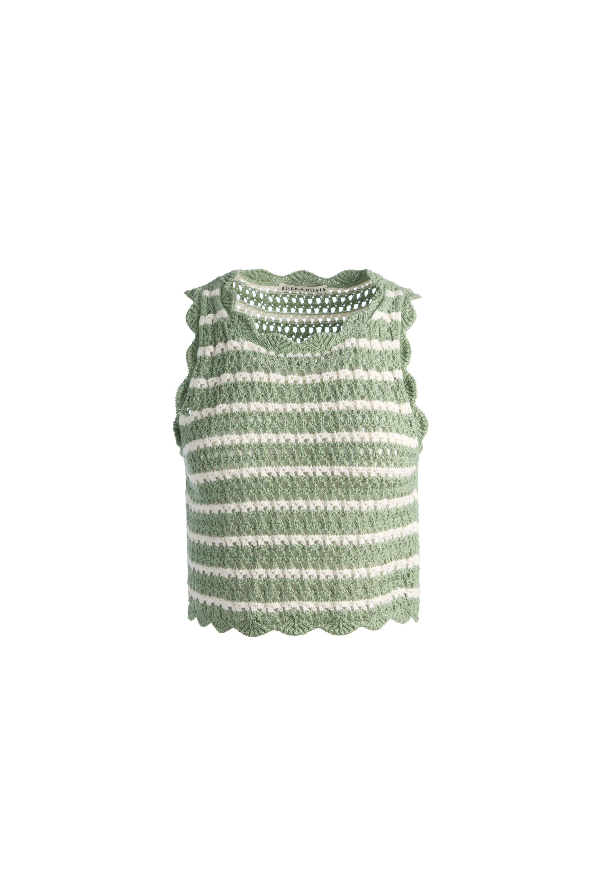 Alice + Olivia Amity Pointelle Crochet Tank