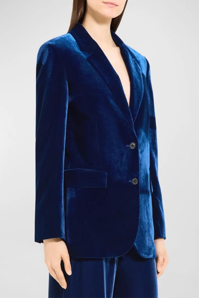 Theory green 2025 velvet blazer