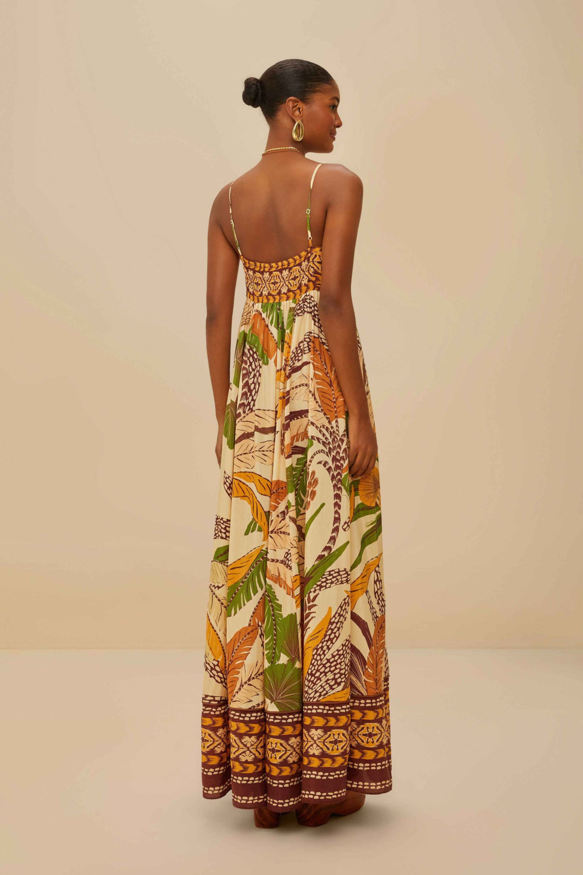 Farm Rio Foliage Sketch Sand Maxi Dress