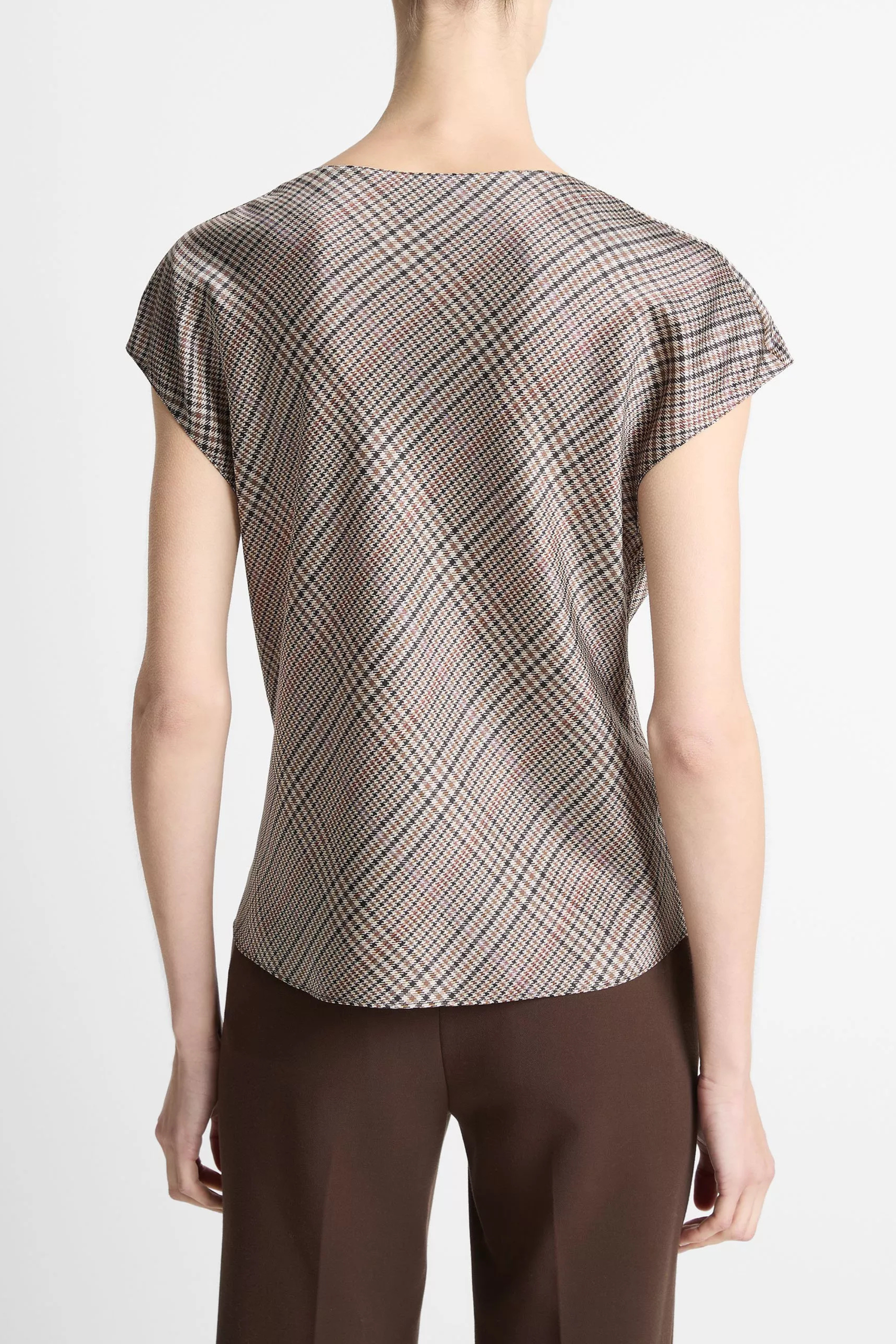 Vince Plaid Cowl Neck Blouse