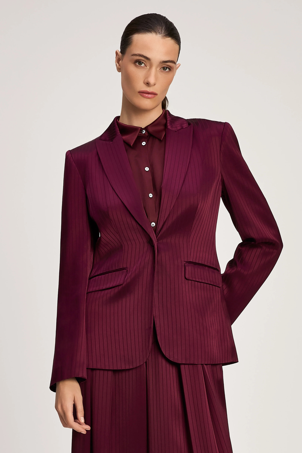 Cinq a Sept Georgia Satin Stripe Cheyenne Blazer