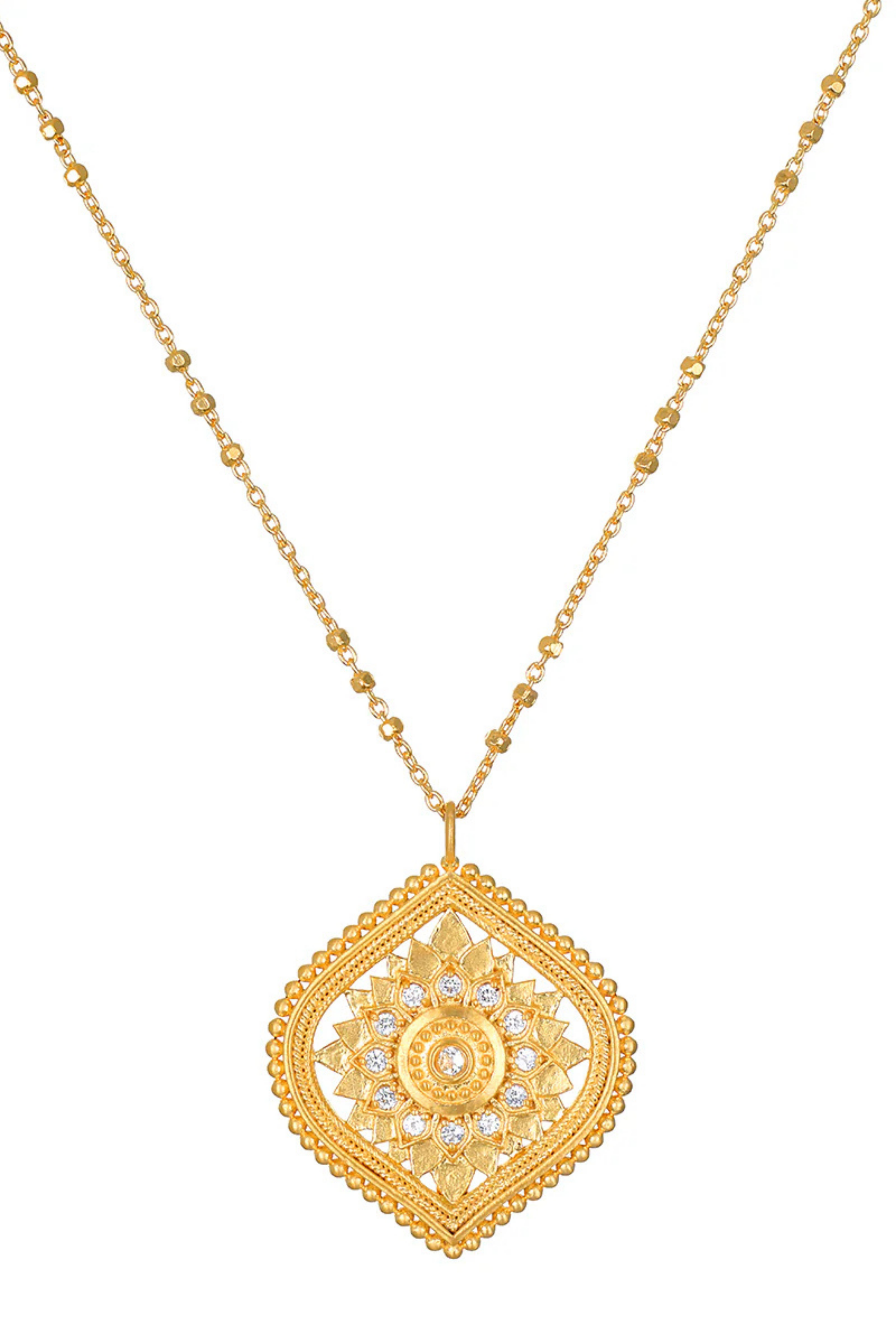 Satya 18" White Topaz Lotus Necklace