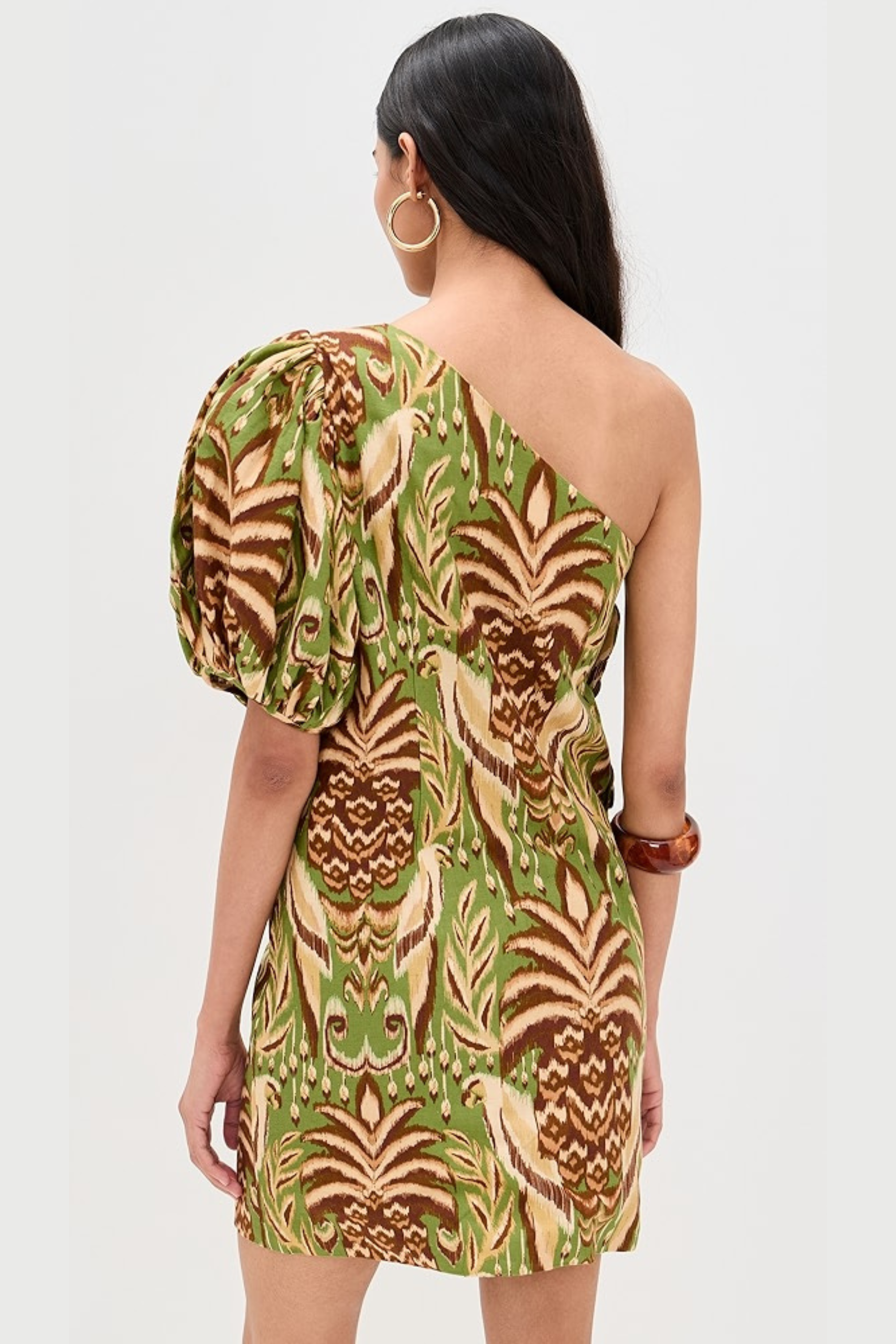 Farm Rio One Shoulder Buttoned Dress