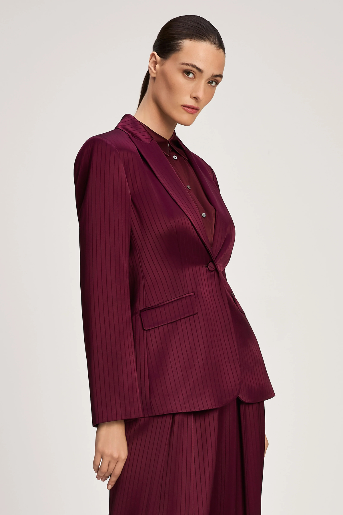 Cinq a Sept Georgia Satin Stripe Cheyenne Blazer