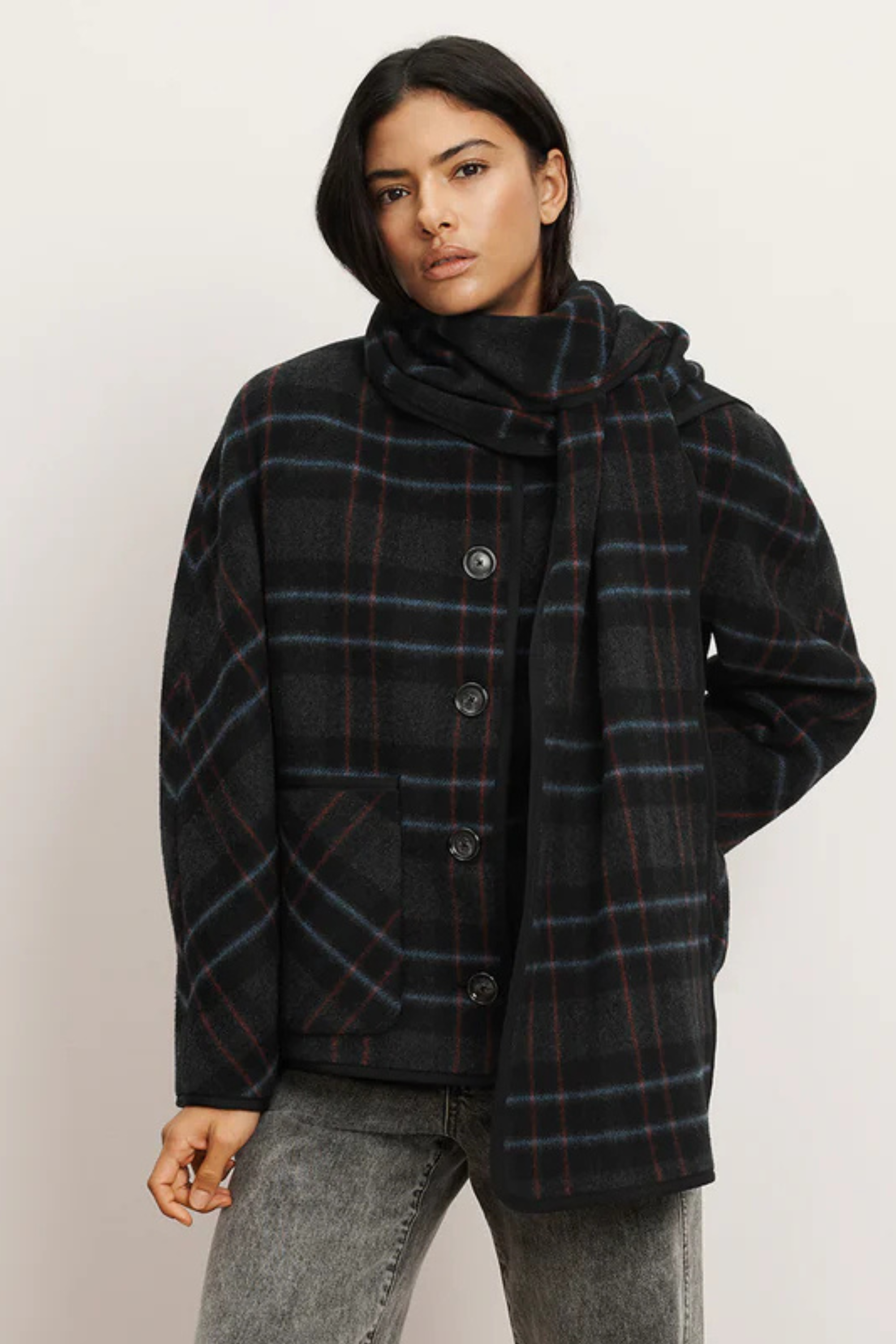 Veronica Beard Martine Dickey Coat with Scarf
