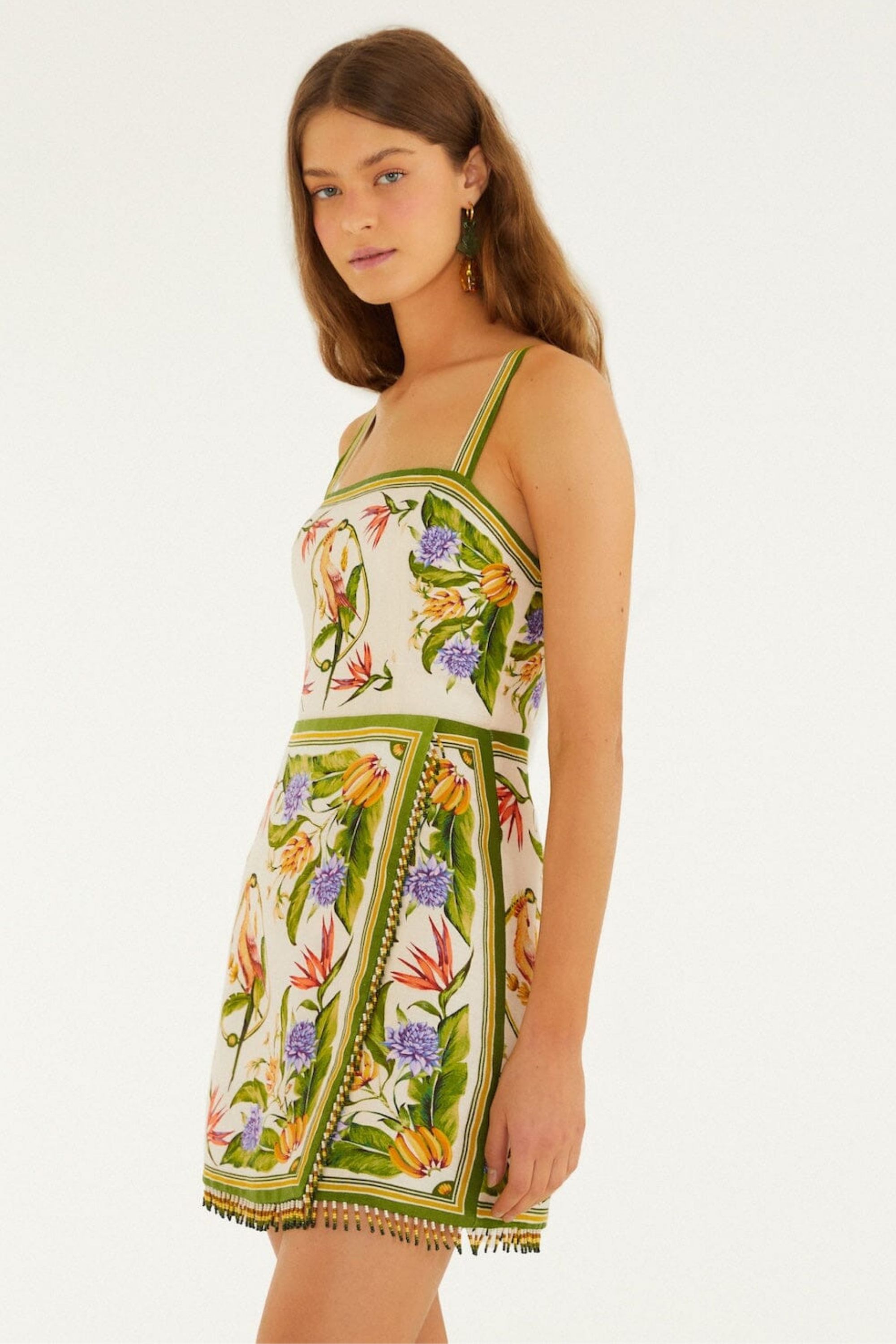 Farm Rio Tropical Scarf Sand S/L Mini Dress