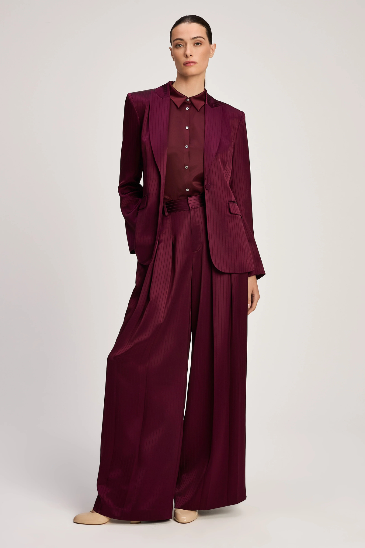 Cinq a Sept Georgia Satin Stripe Cheyenne Blazer