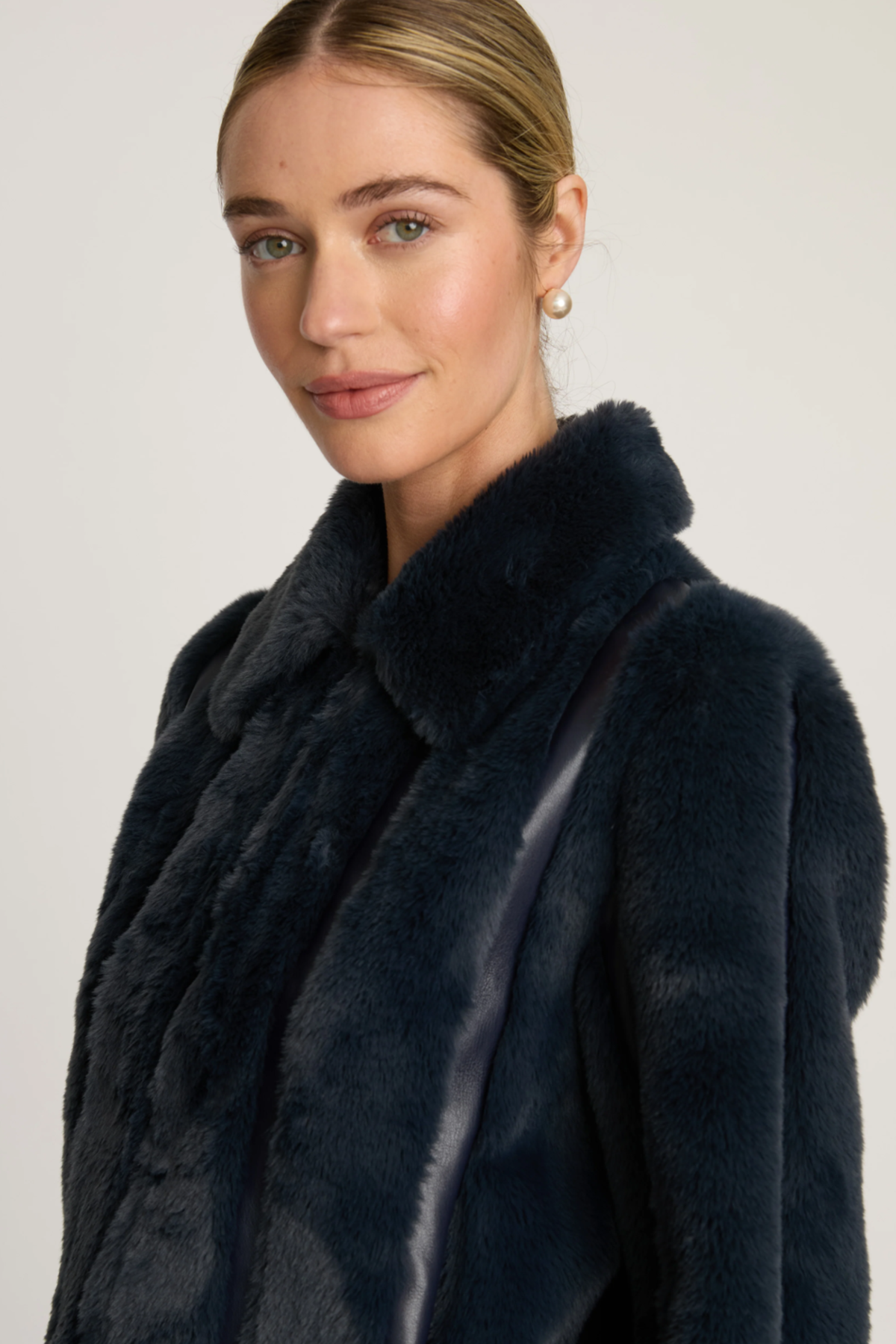 Caballero Sona Jacket in Navy Faux Fur