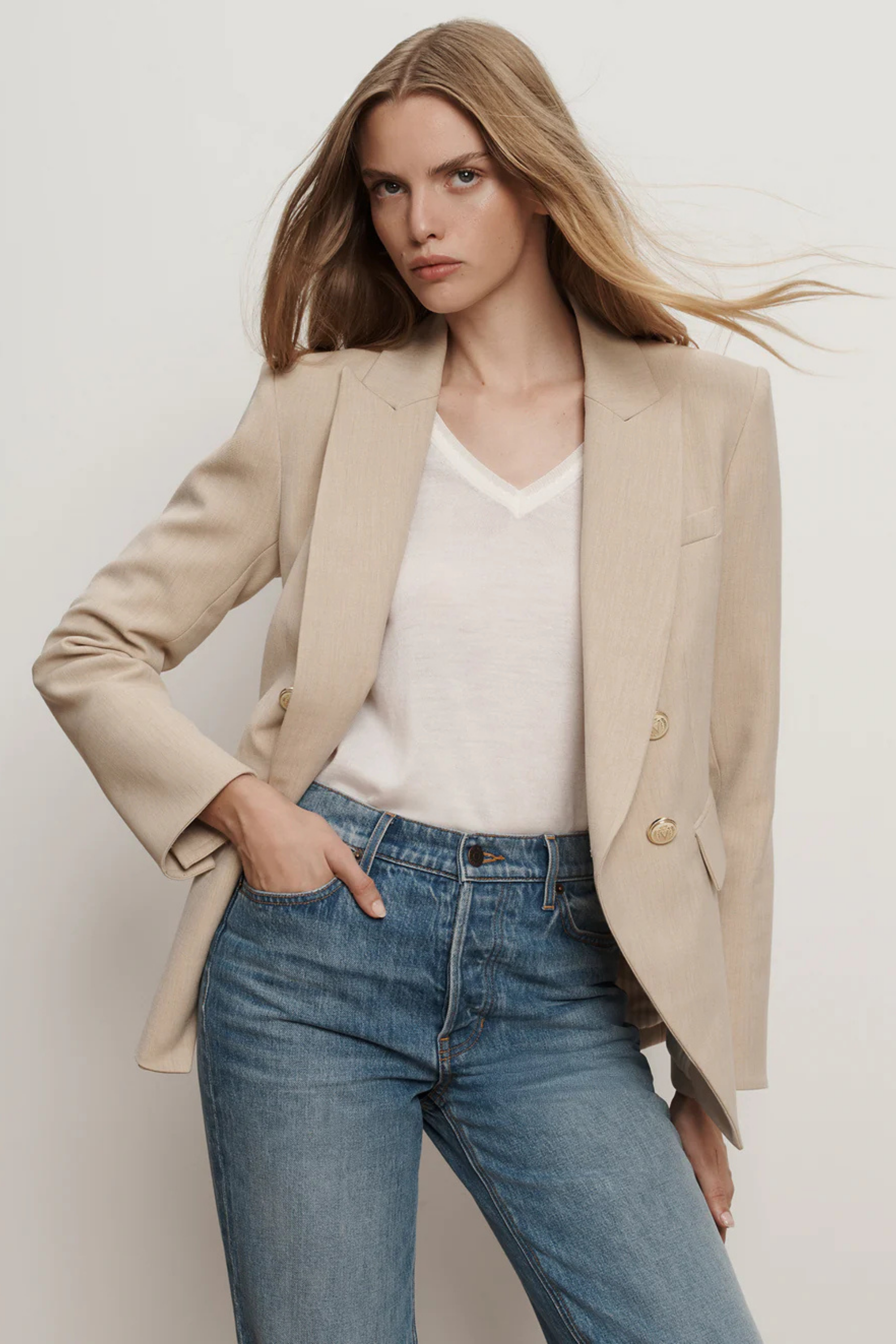 Veronica Beard Miller Dickey Jacket Heathered Sand