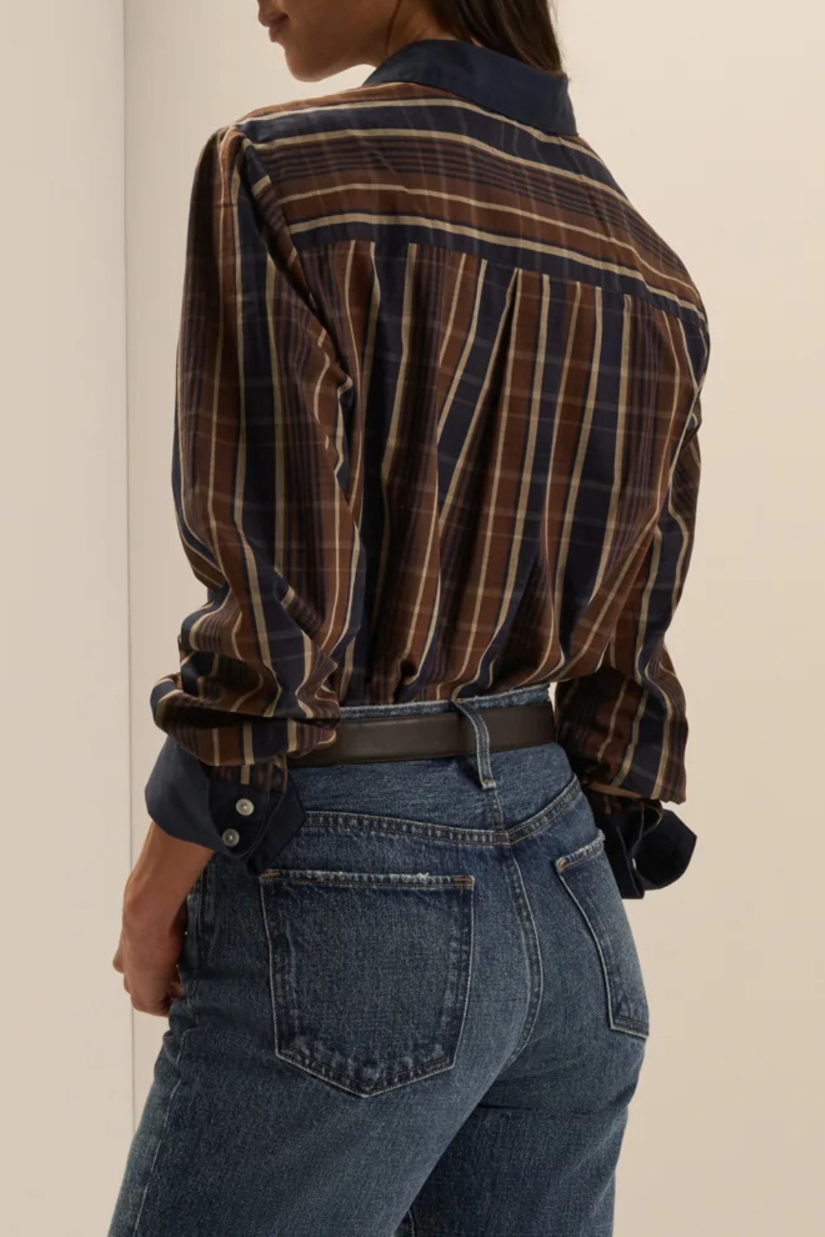 Favorite Daughter The Cuffed Statement Shirt in Toffee Plaid