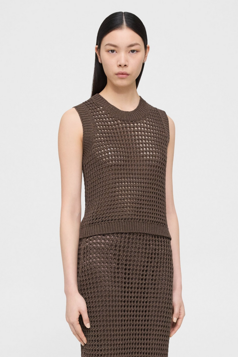 Theory Crew Sweater Vest Pecan