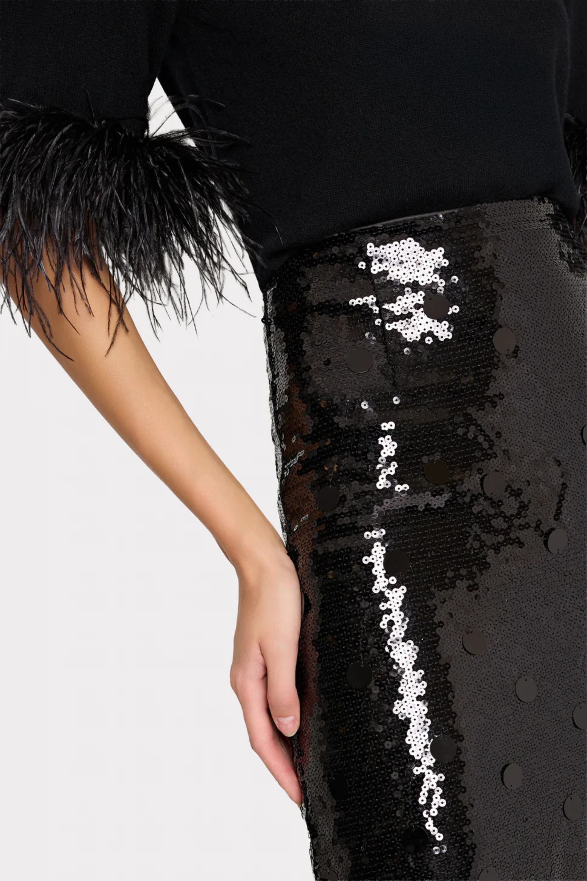 Milly Short Sleeve Feather Mockneck Sweater