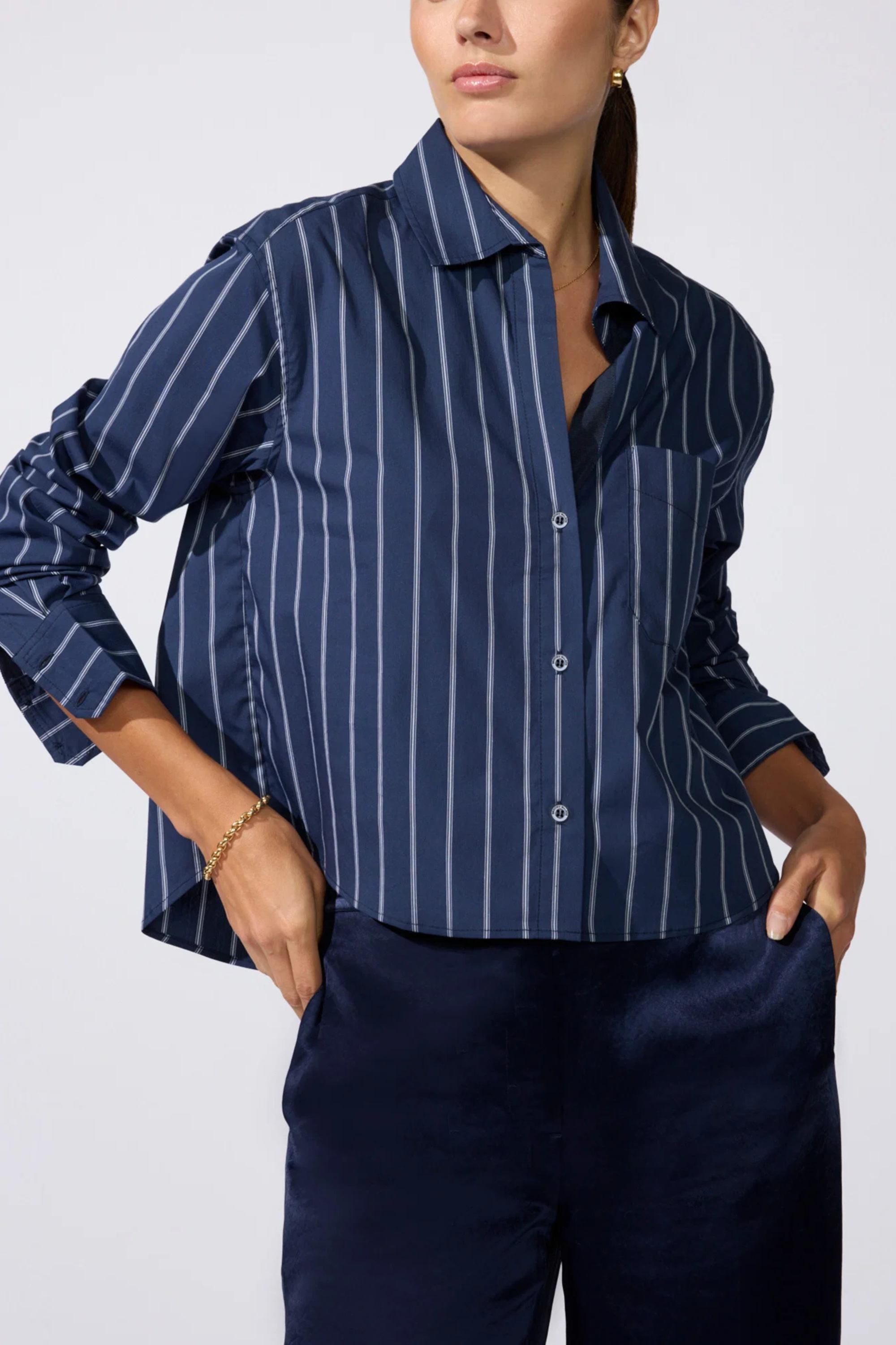 Brochu Walker Everyday Cropped Shirt in Hartford Stripe