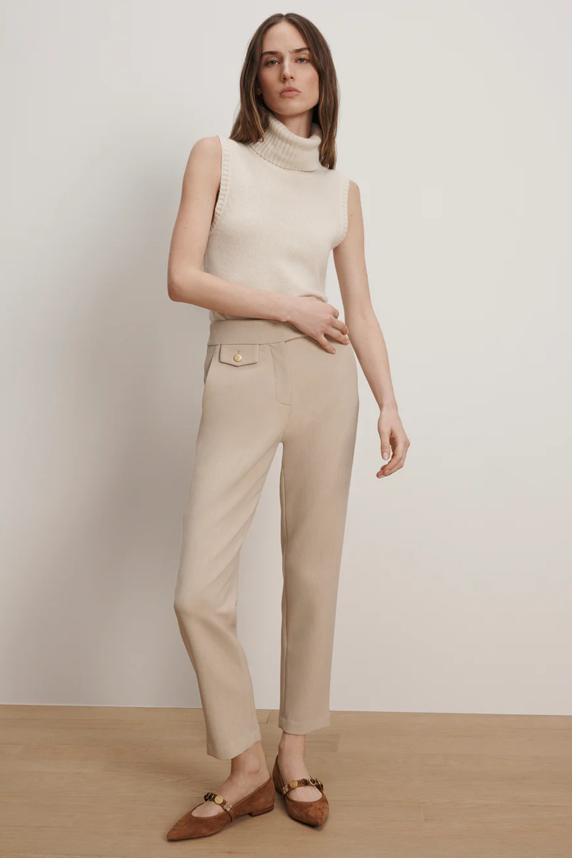 Veronica Beard Renzo Pant Heathered Sand