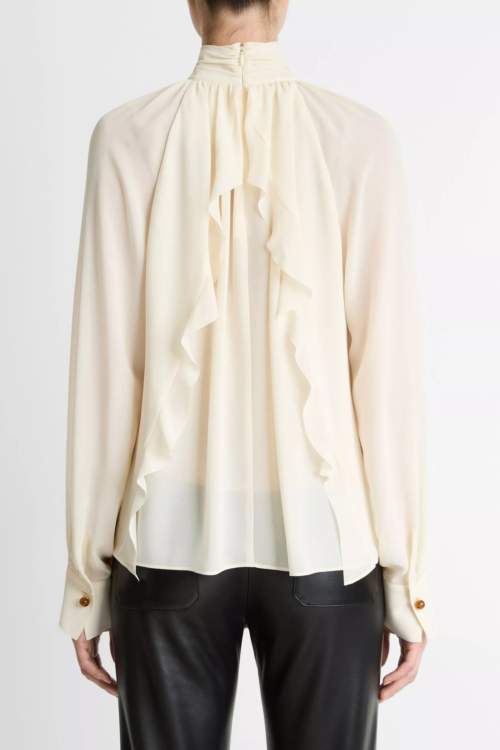 Vince Gathered Draped Neck Blouse