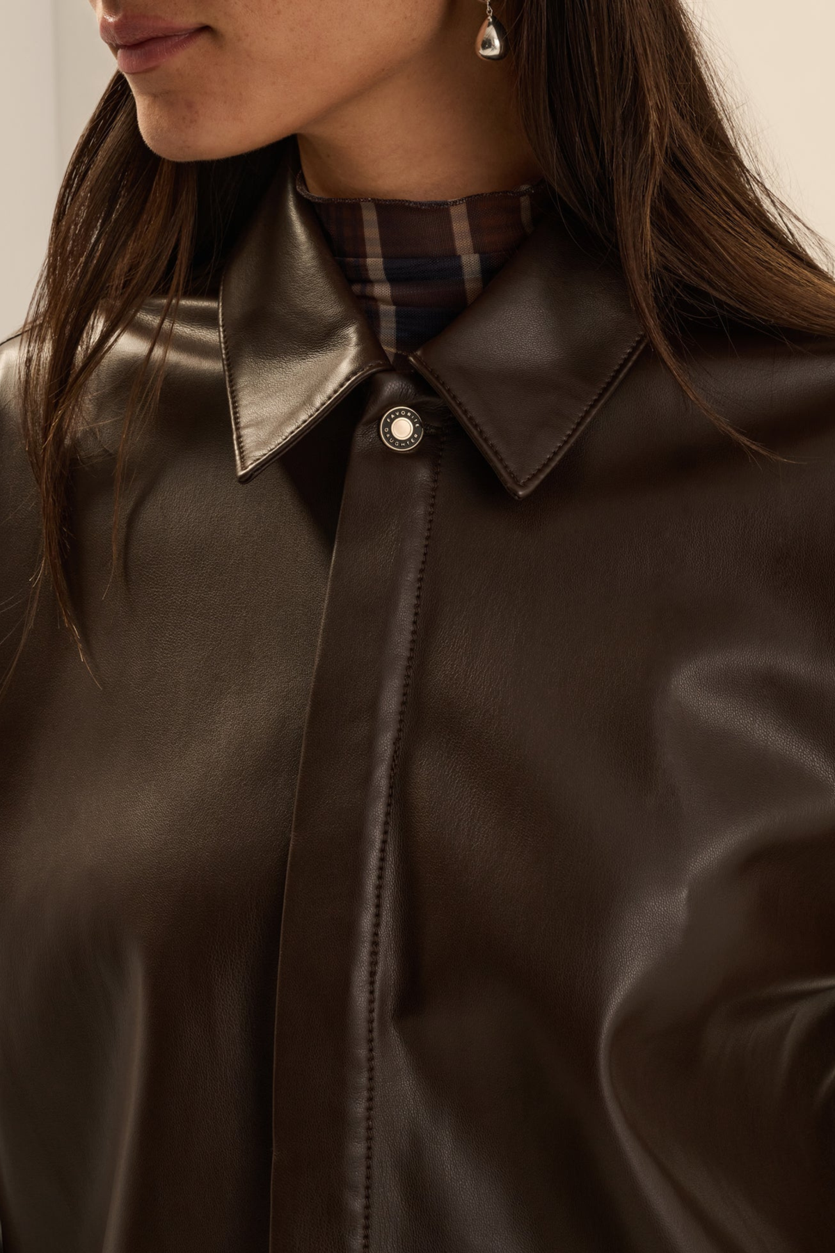Favorite Daughter The Vegan Leather Cropped Brady Shirt