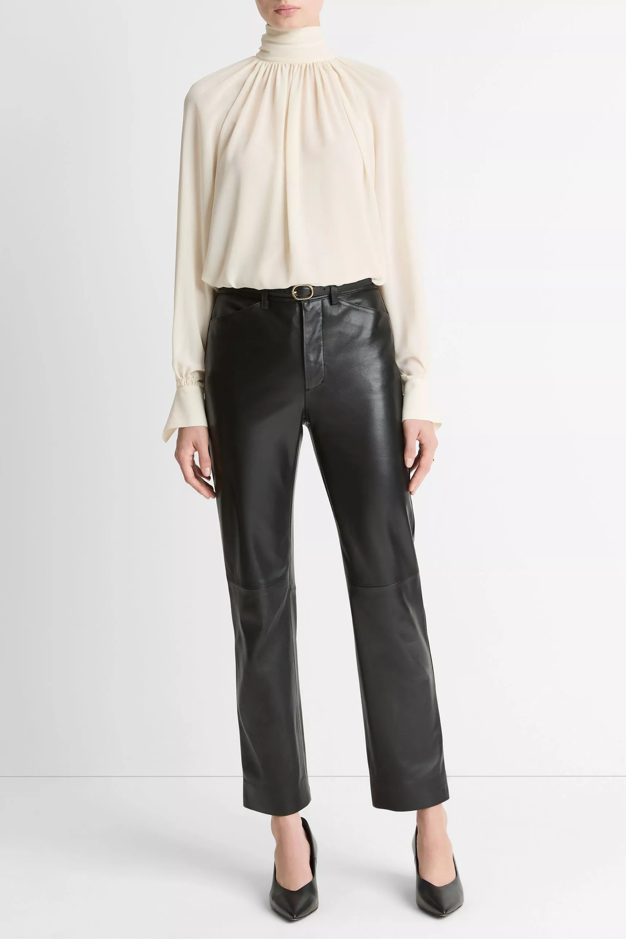Vince Gathered Draped Neck Blouse