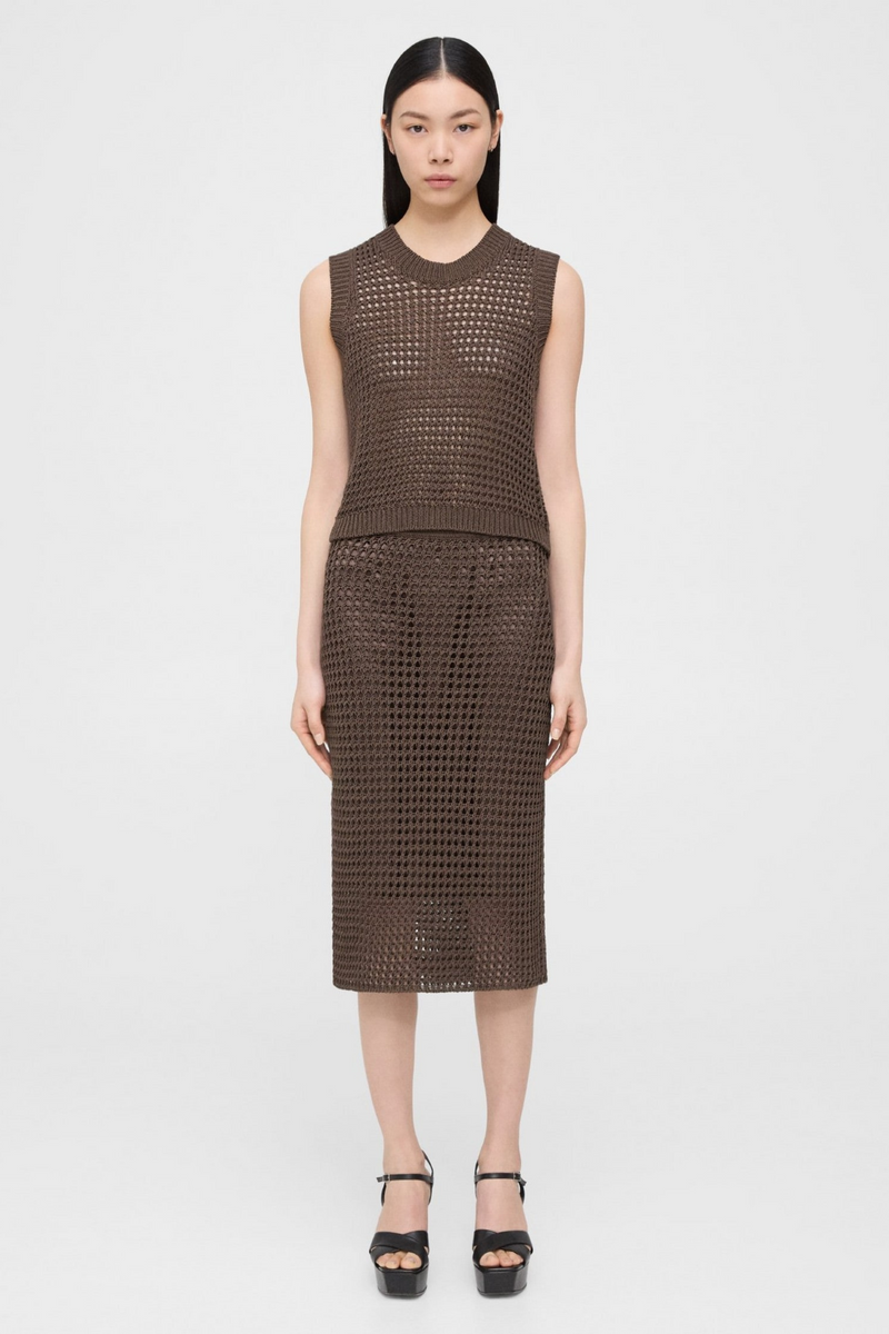 Theory Textured Skirt Pecan