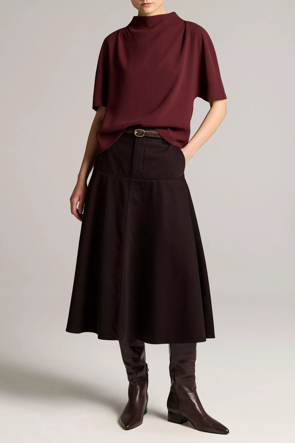 Vince Draped Funnel Nk Top