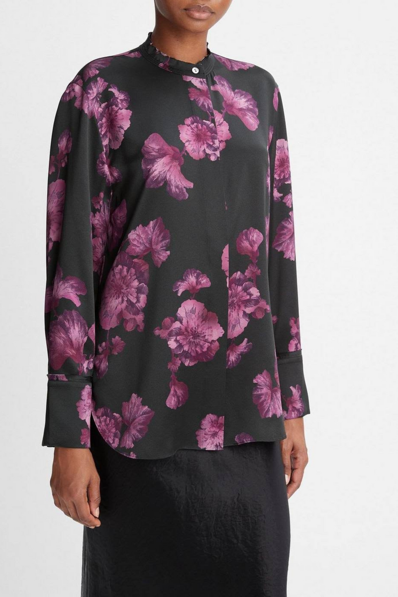 Vince Begonia Band Collar Blouse