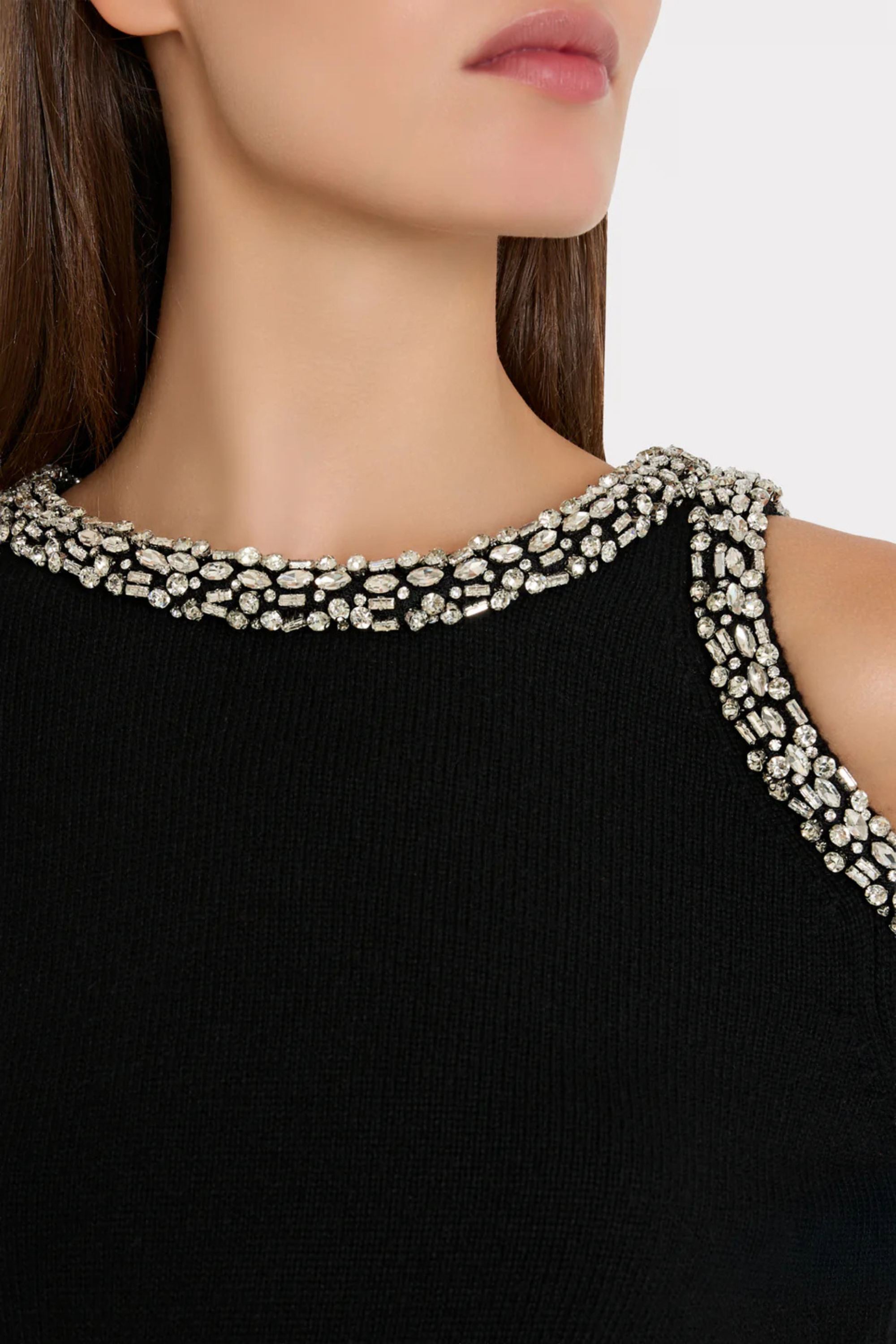Milly Roma Crystal Embellished Crew Neck
