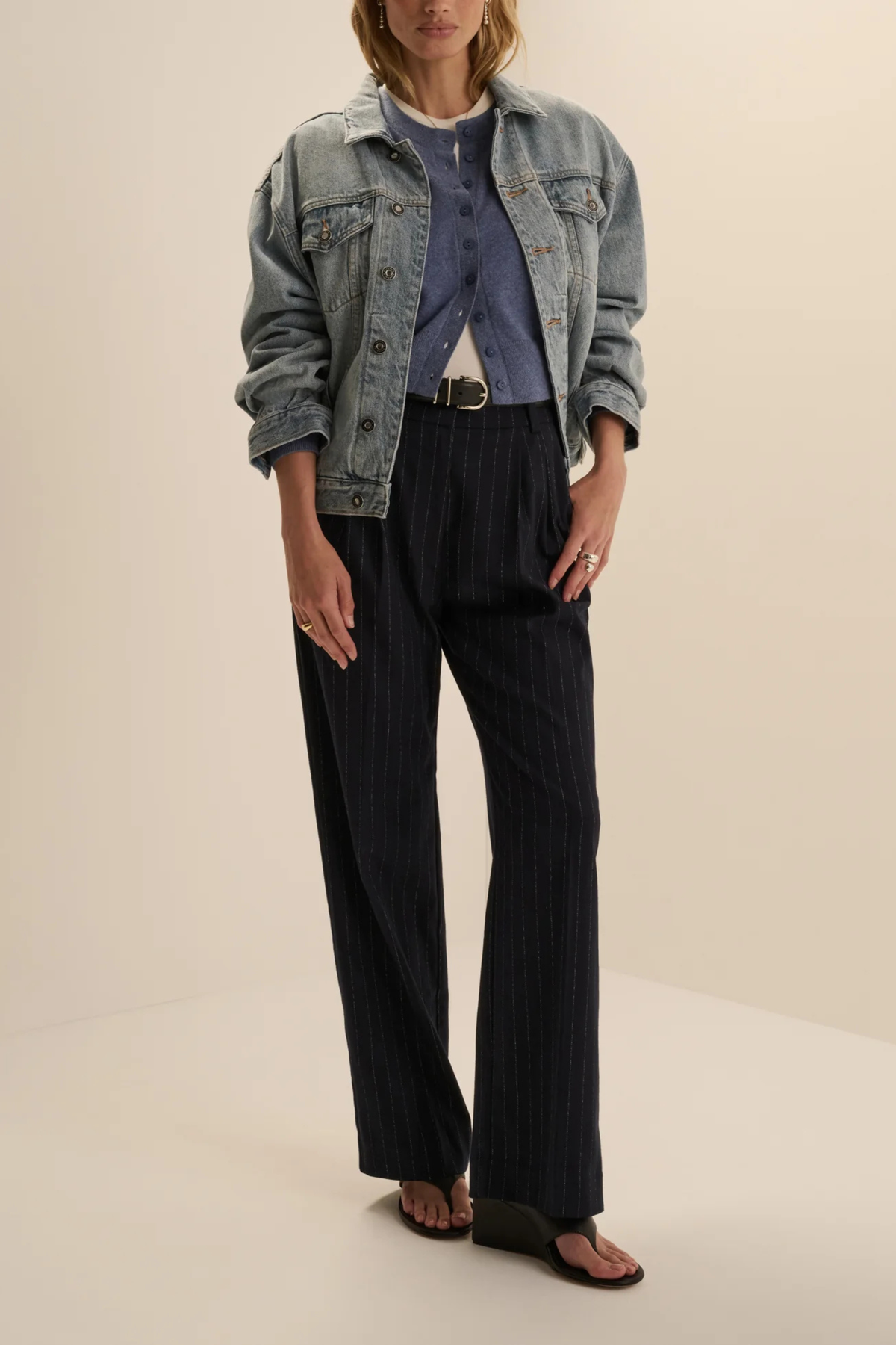 Favorite Daughter The Petite Favorite Pant in Navy Pin