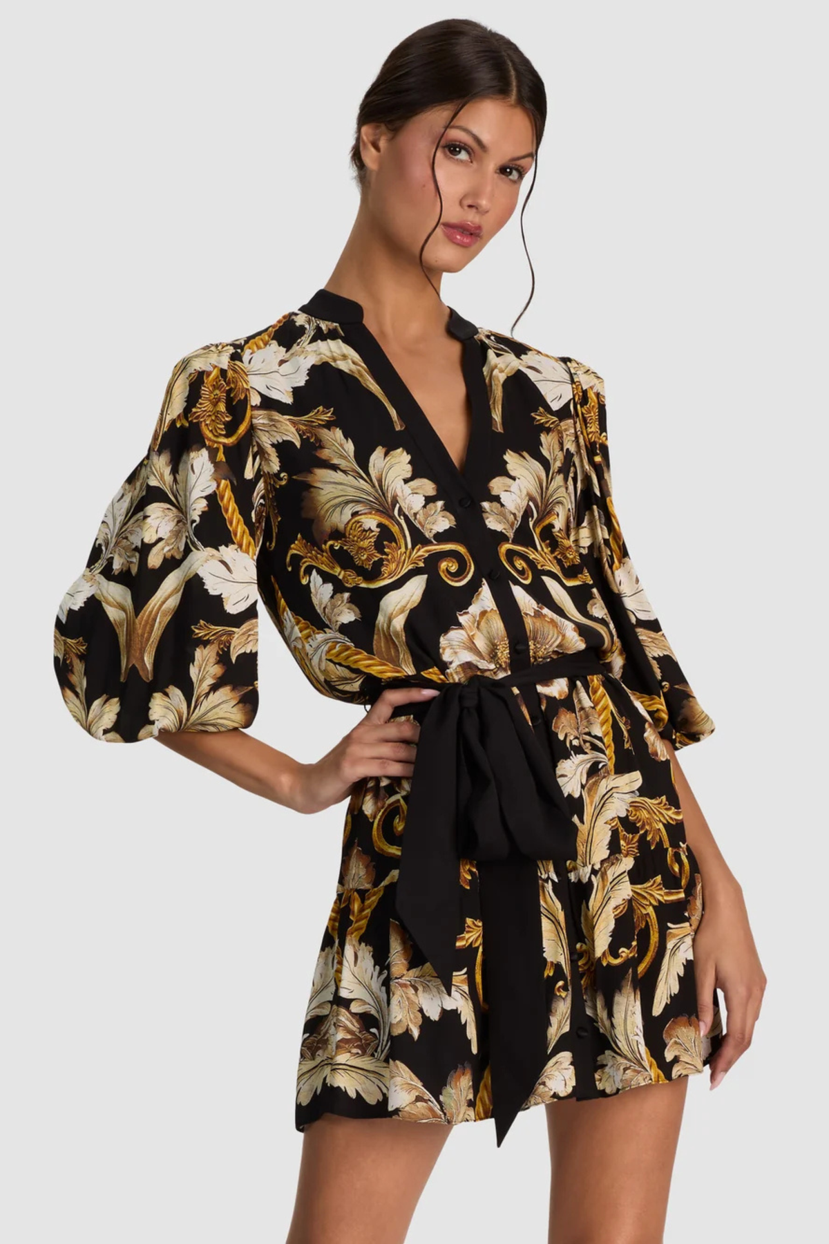 Alice + Olivia Antonette Tiered Mini Shirt Dress