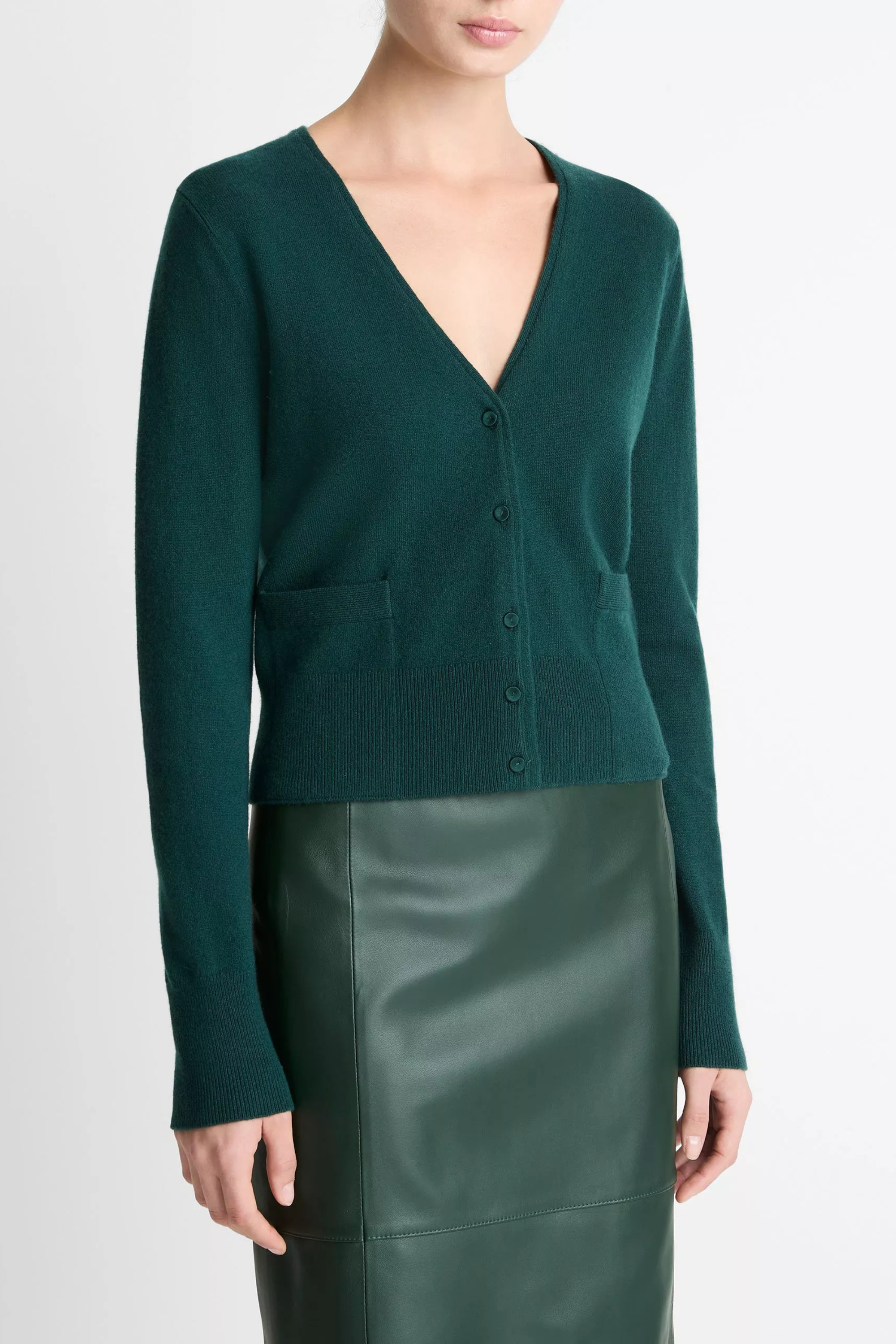 Vince Satin Button V-Nk Cardi