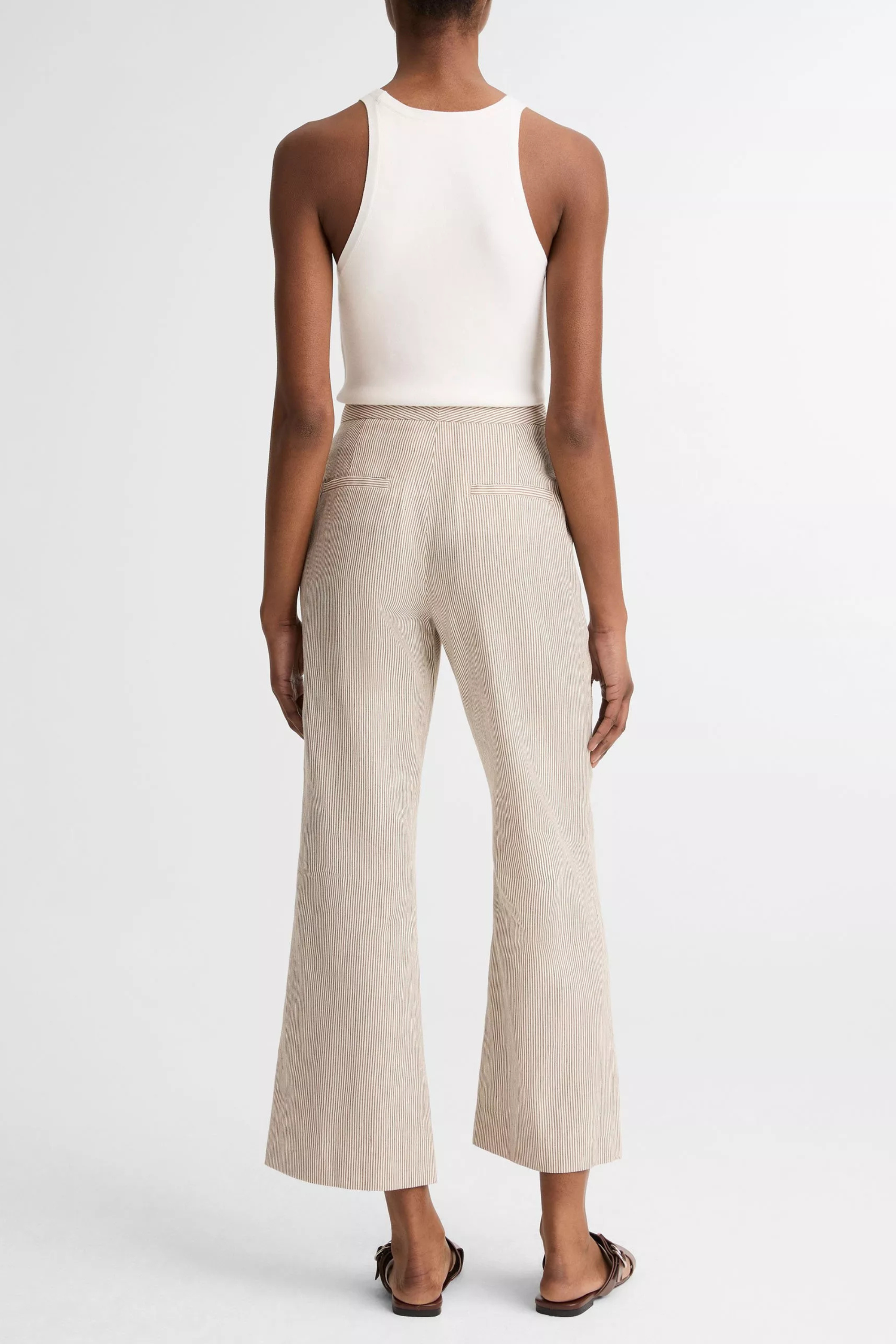 Vince Low Rise Ticking Striped Crop Flare Trouser