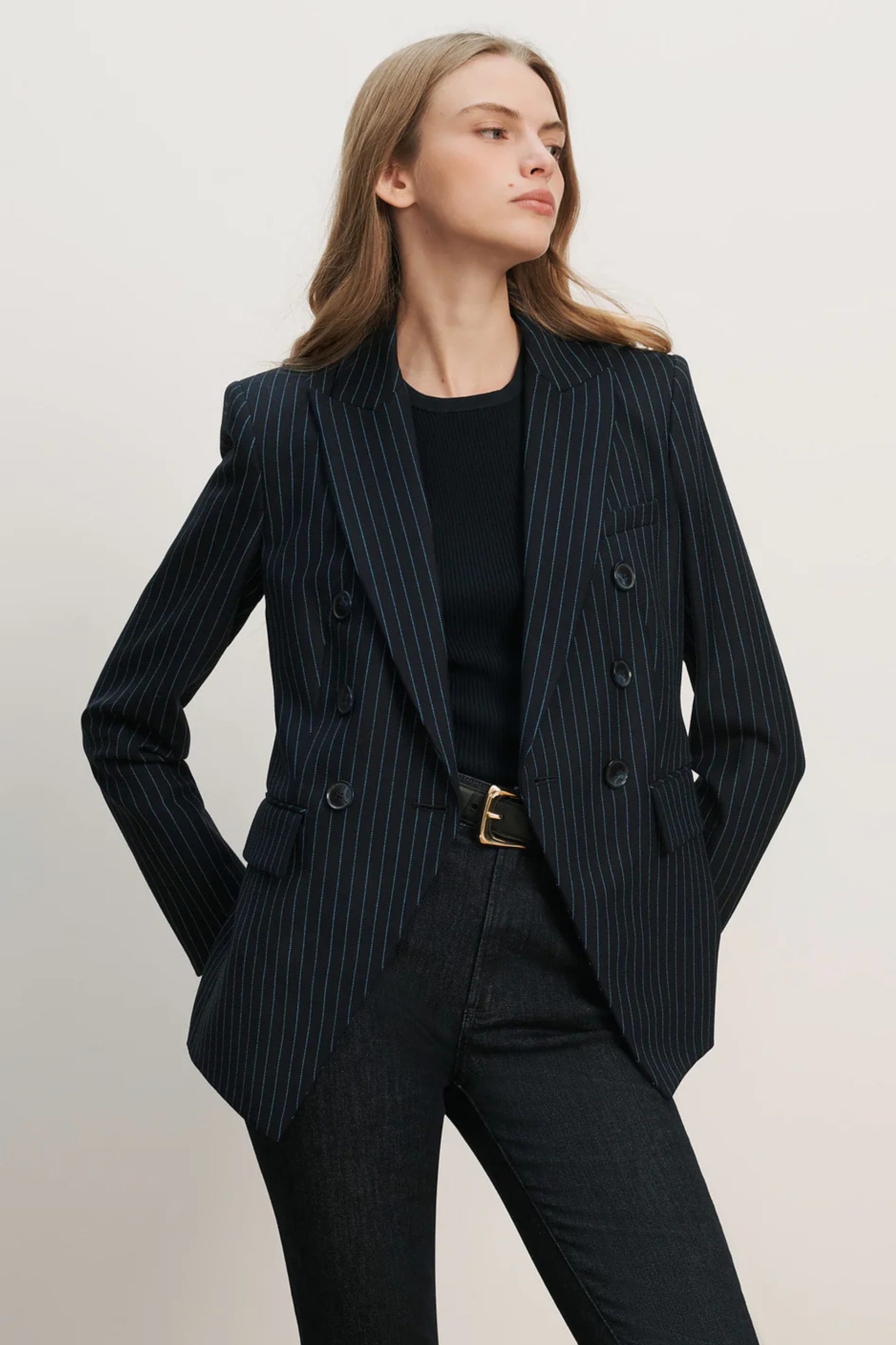 Veronica Beard Miller Dickey Jacket in Pinstripe