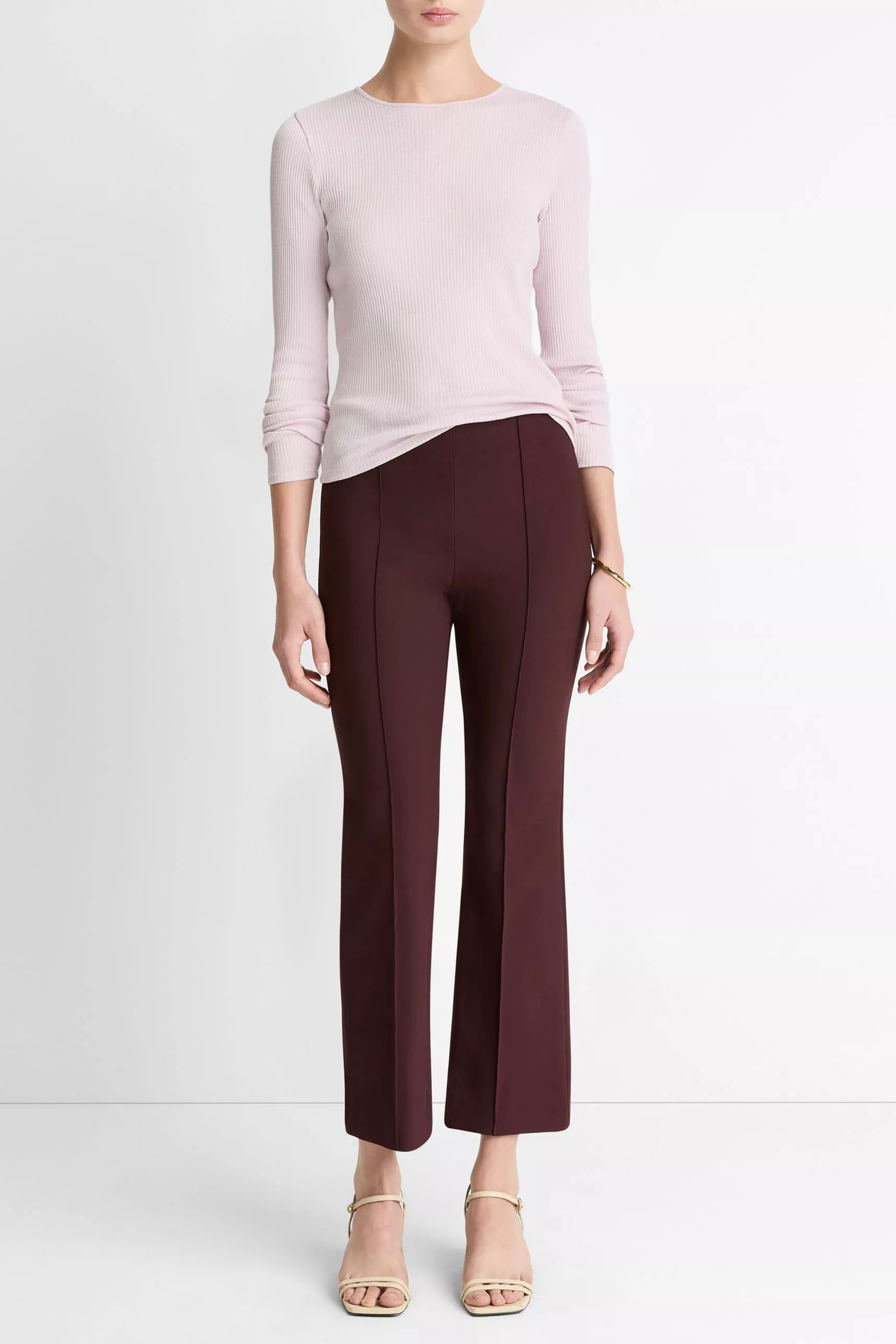 Vince Mid Rise Pintuck Crop Flare