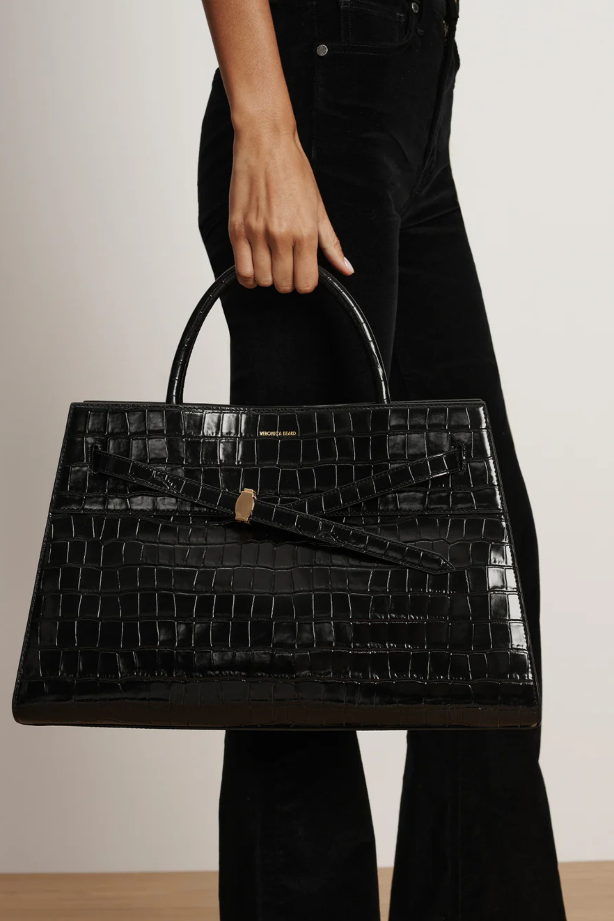 Veronica Beard Large Croc Embossed Dash Bag