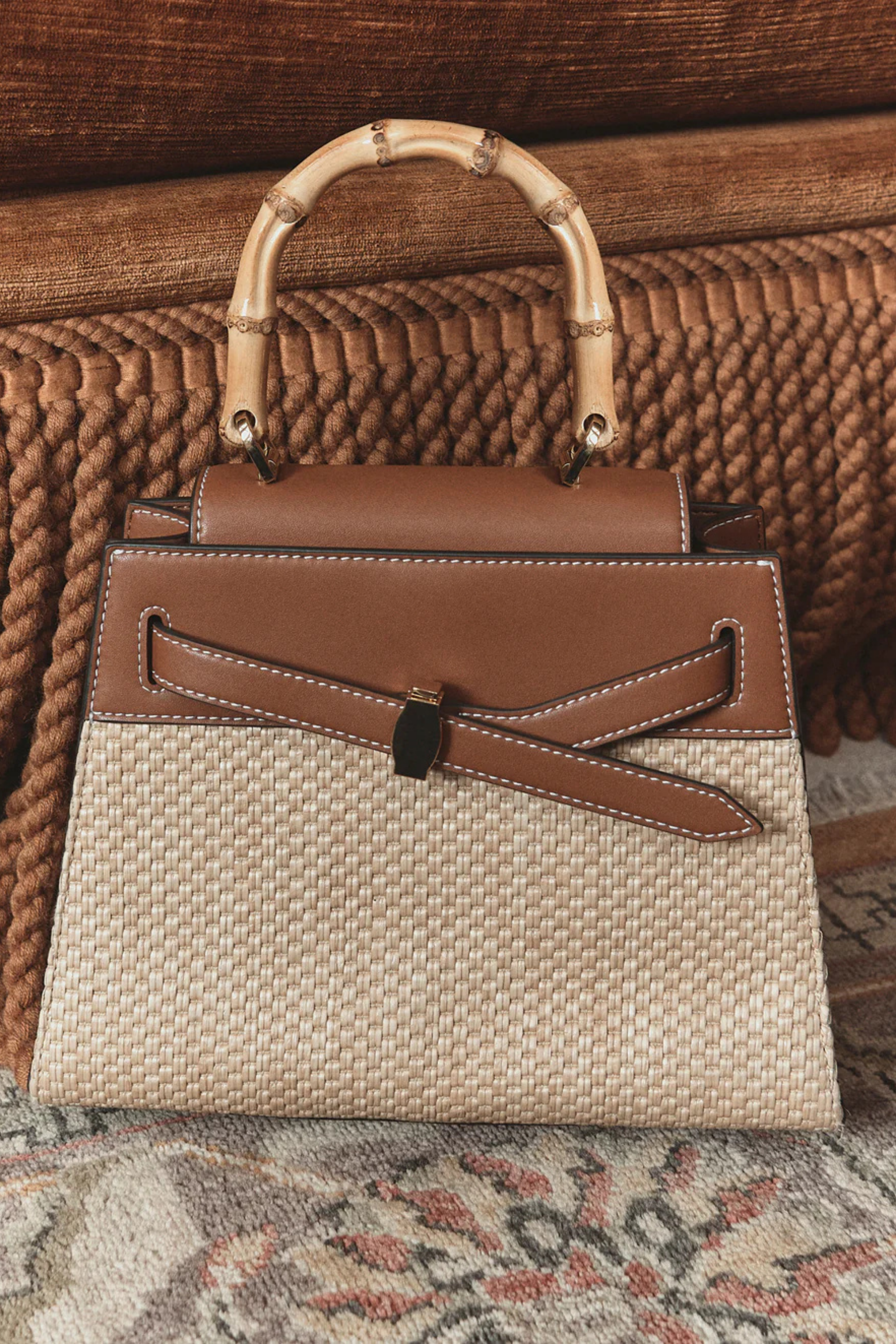 Veronica Beard Raffia Dash Top Handle