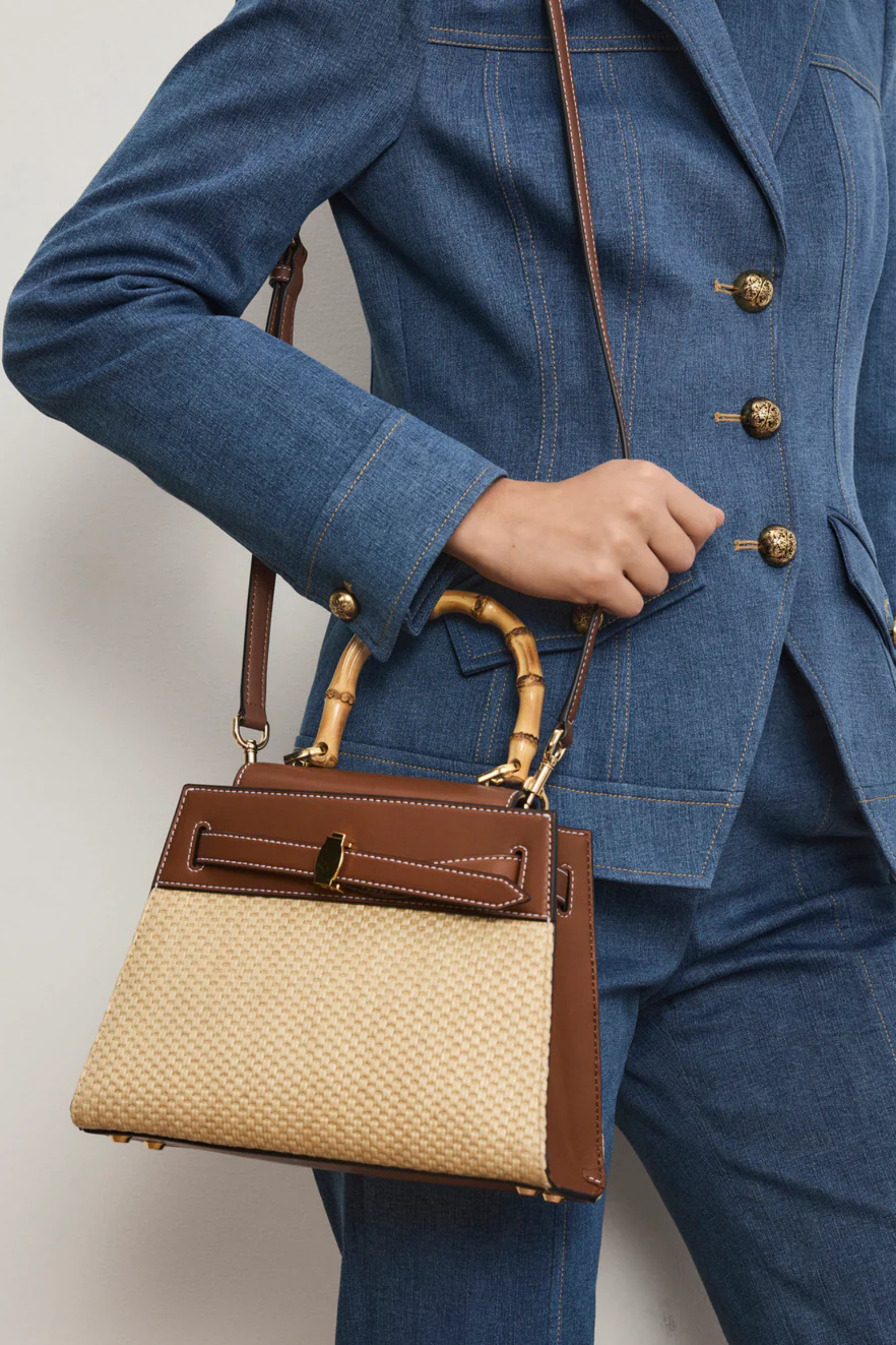 Veronica Beard Raffia Dash Top Handle