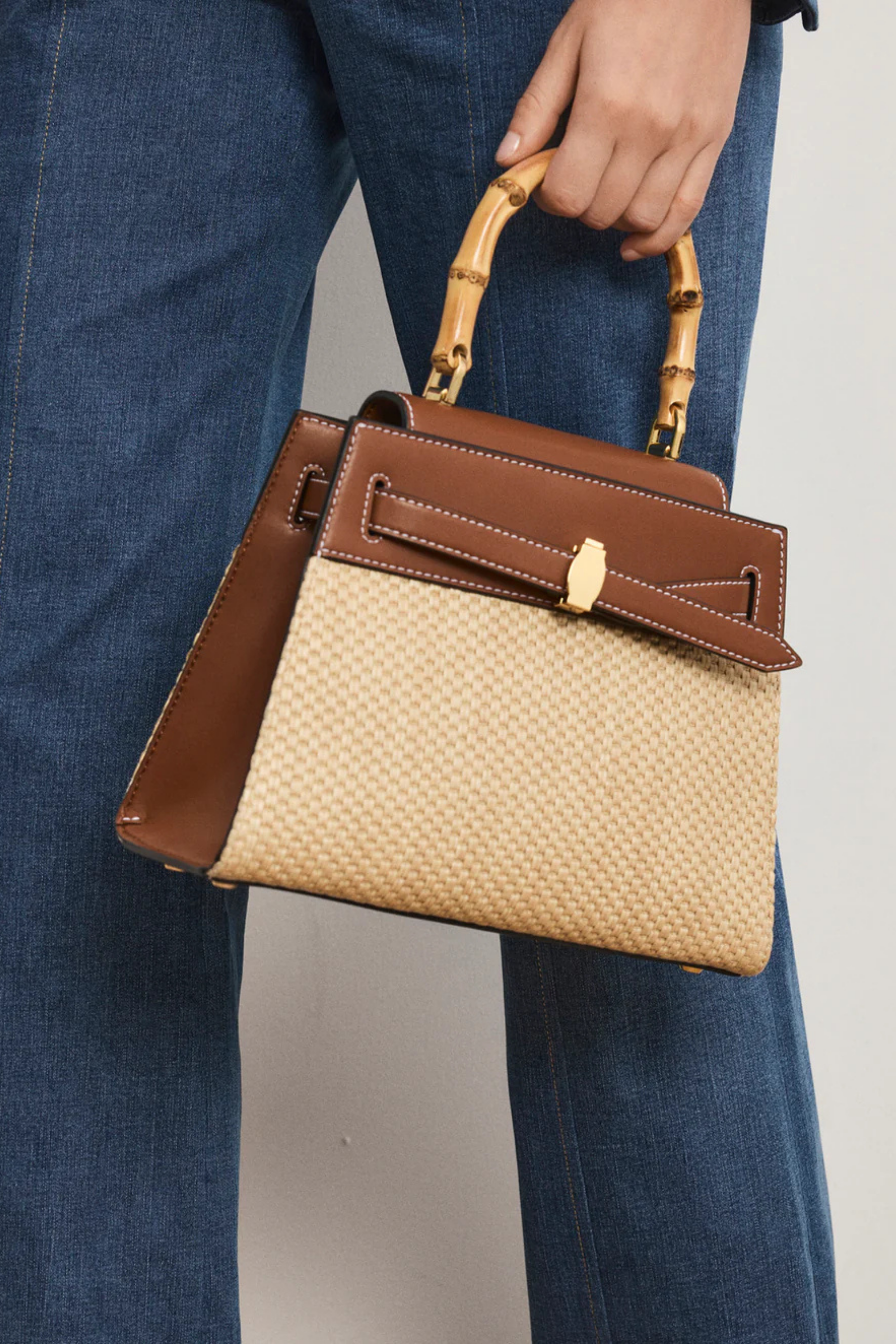 Veronica Beard Raffia Dash Top Handle