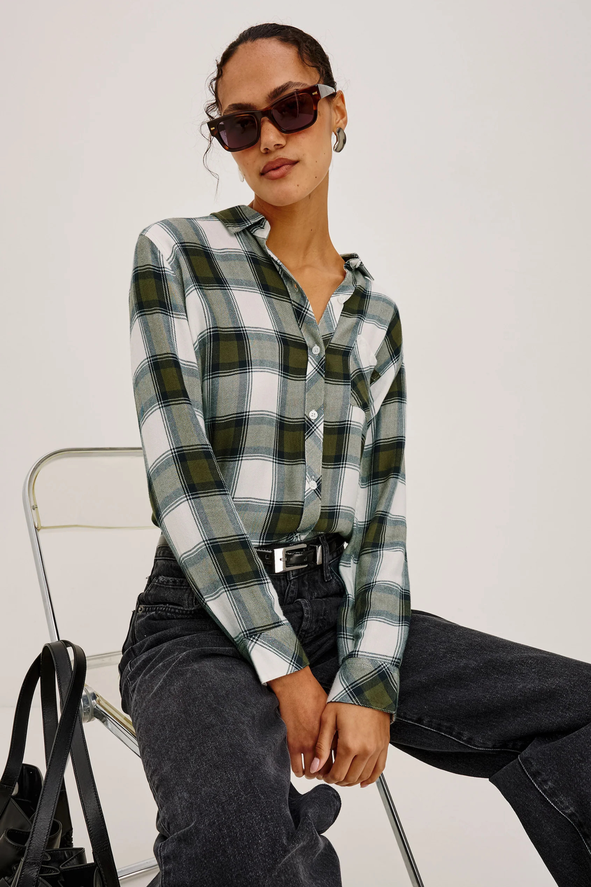 Rails Hunter Blouse in Olive Ivory