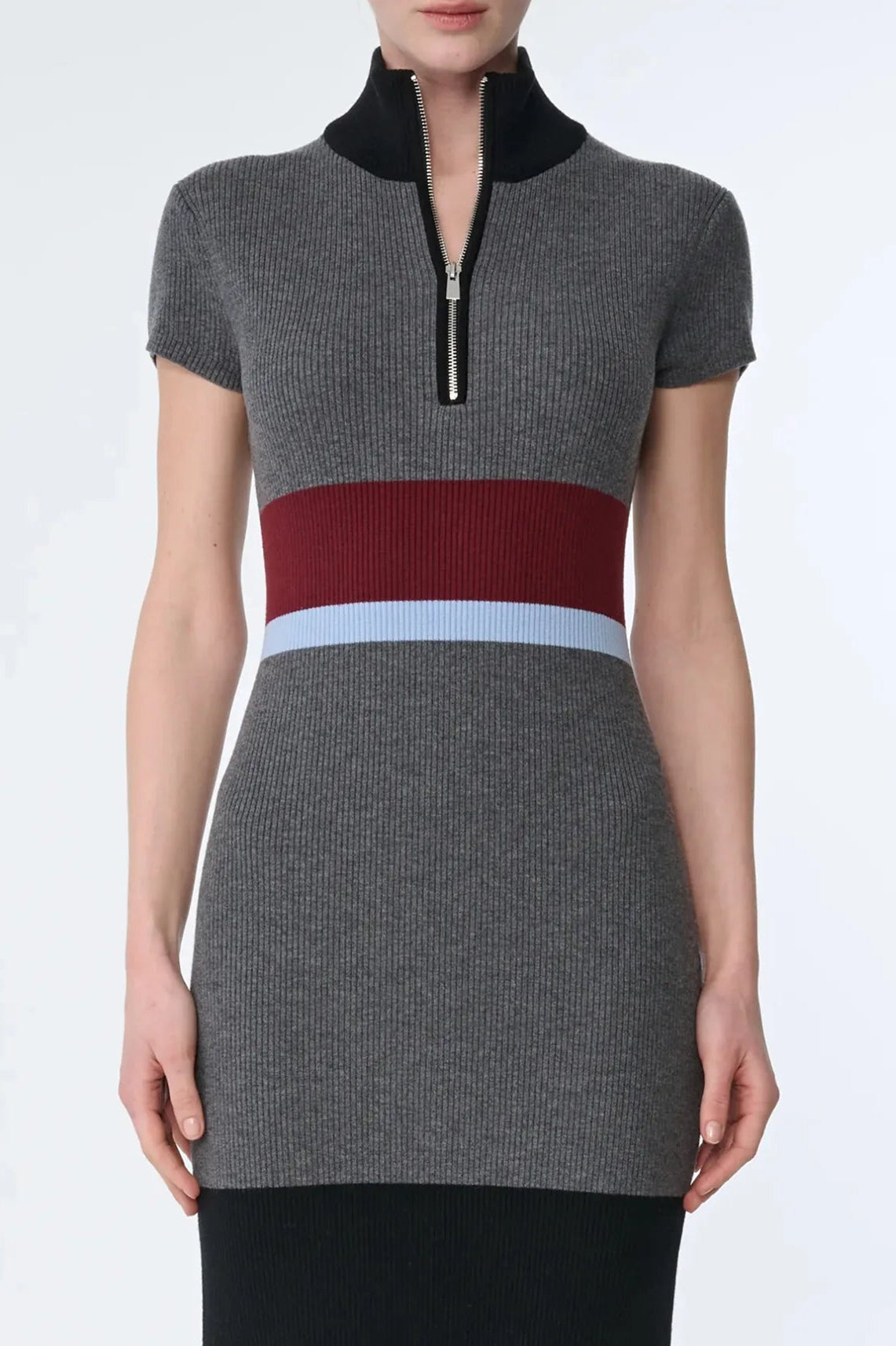 Toccin Dasha Cap Sleeve Mock Neck Midi Dress