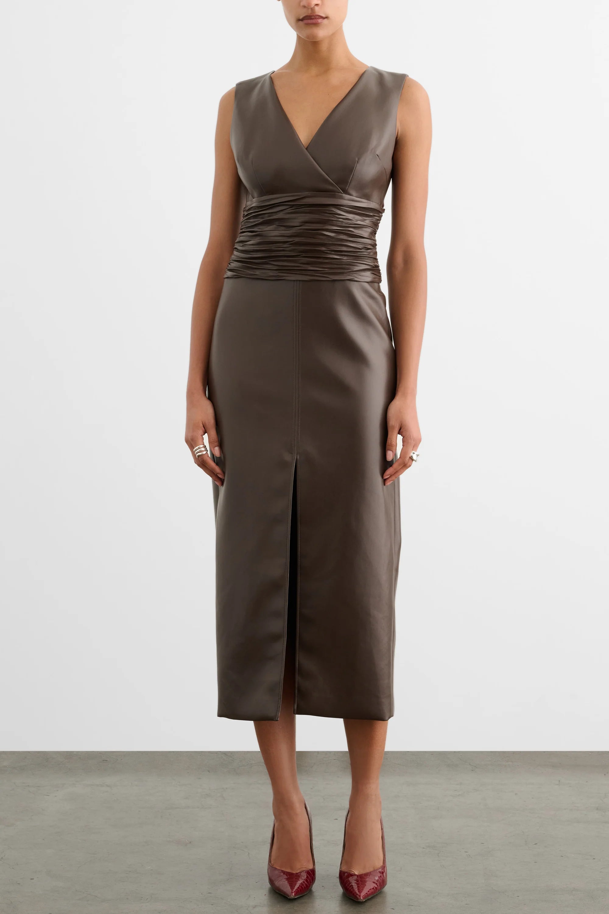 Toccin Fabiana V-Neck Midi Dress