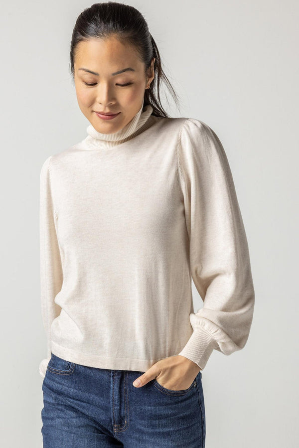 Lilla P Puff Sleeve Turtleneck