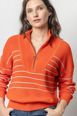 Lilla P Striped Zip Sweater