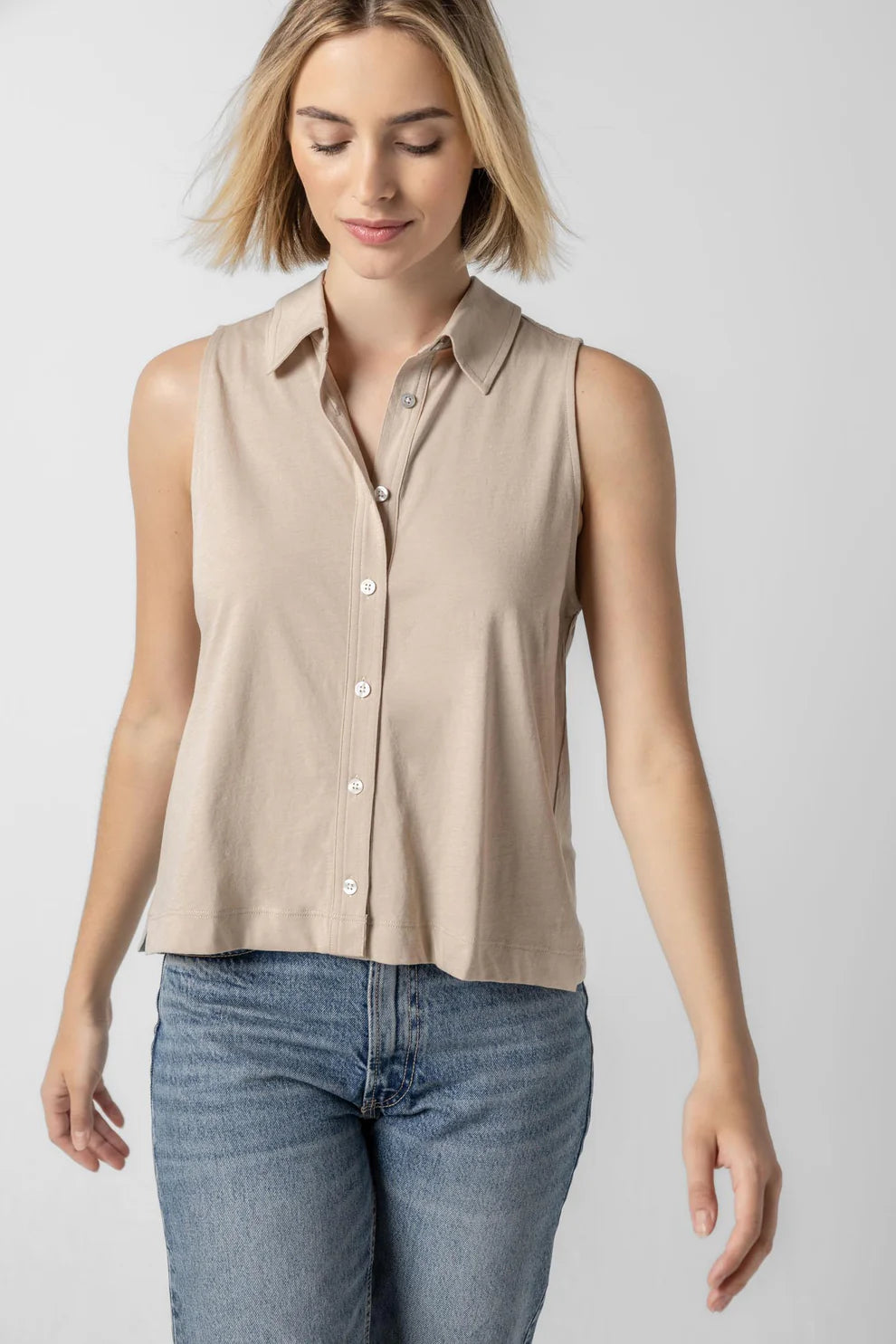 Lilla P Sleeveless Button Down